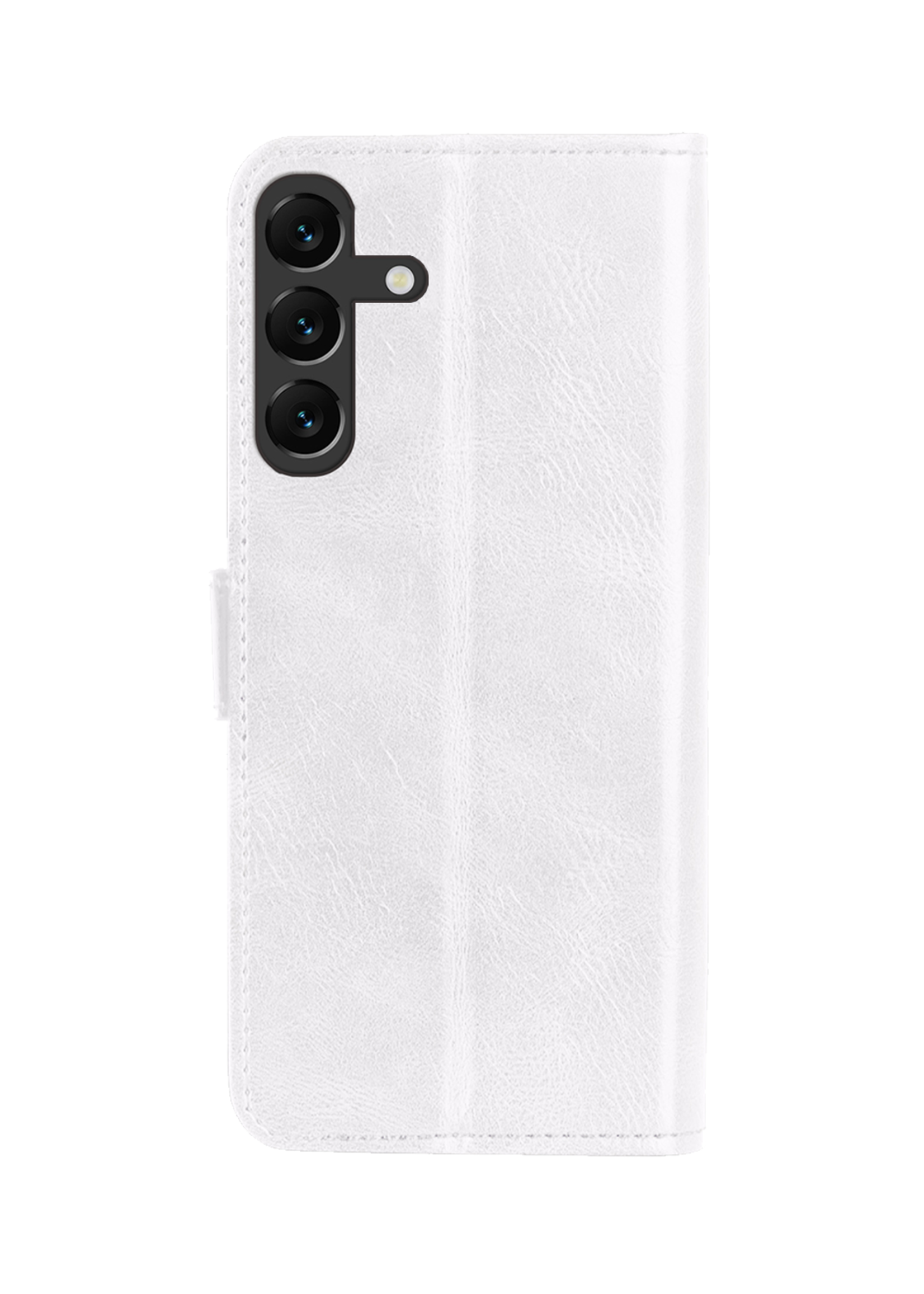 BTH Hoesje Geschikt voor Samsung A16 Hoesje Book Case Hoes Portemonnee Cover Walletcase Met 2x Screenprotector - Hoes Geschikt voor Samsung Galaxy A16 Hoes Bookcase Hoesje - Wit