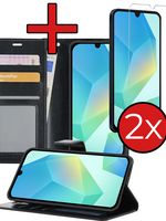 BTH BTH Samsung Galaxy A16 Hoesje Bookcase Met 2x Screenprotector - Zwart