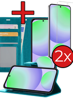 BTH BTH Samsung Galaxy S24 FE Hoesje Bookcase Met 2x Screenprotector - Turquoise