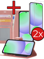 BTH BTH Samsung Galaxy S24 FE Hoesje Bookcase Met 2x Screenprotector - Rose Goud