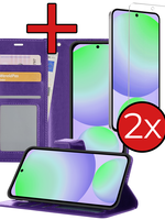 BTH BTH Samsung Galaxy S24 FE Hoesje Bookcase Met 2x Screenprotector - Paars