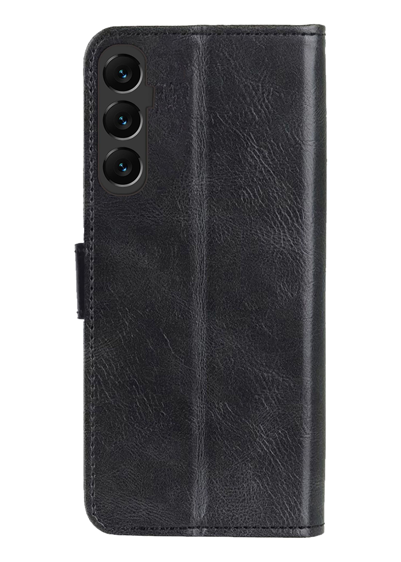 BTH Hoesje Geschikt voor Samsung S24 FE Hoesje Book Case Hoes Portemonnee Cover Walletcase Met Screenprotector - Hoes Geschikt voor Samsung Galaxy S24 FE Hoes Bookcase Hoesje - Zwart