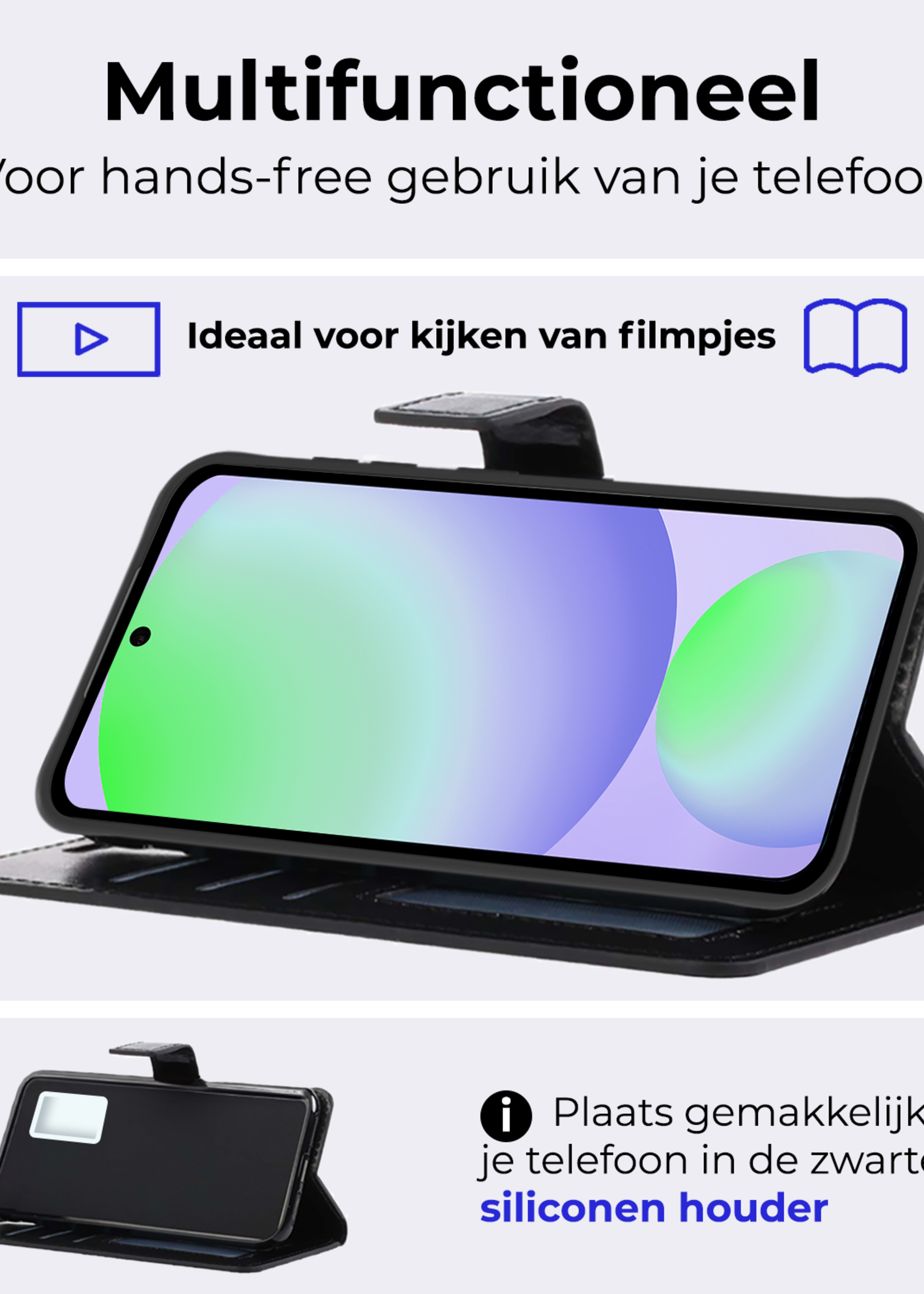 BTH Hoesje Geschikt voor Samsung S24 FE Hoesje Book Case Hoes Portemonnee Cover Walletcase Met Screenprotector - Hoes Geschikt voor Samsung Galaxy S24 FE Hoes Bookcase Hoesje - Zwart