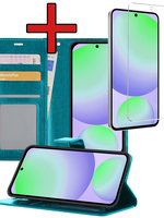 BTH BTH Samsung Galaxy S24 FE Hoesje Bookcase Met Screenprotector - Turquoise
