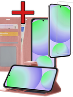 BTH BTH Samsung Galaxy S24 FE Hoesje Bookcase Met Screenprotector - Rose Goud