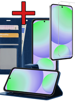 BTH BTH Samsung Galaxy S24 FE Hoesje Bookcase Met Screenprotector - Donkerblauw