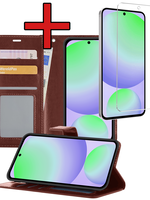 BTH BTH Samsung Galaxy S24 FE Hoesje Bookcase Met Screenprotector - Bruin