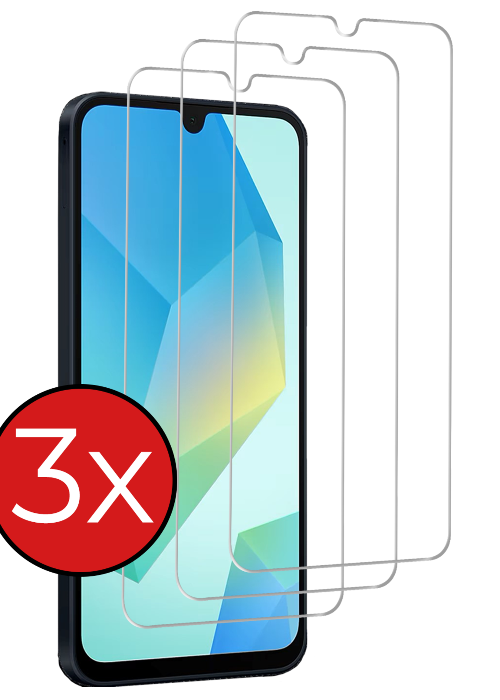 BTH Screenprotector Geschikt voor Samsung A16 Screenprotector Glas Gehard Tempered Glass - Screenprotector Geschikt voor Samsung Galaxy A16 Screen Protector Screen Cover - 3 PACK