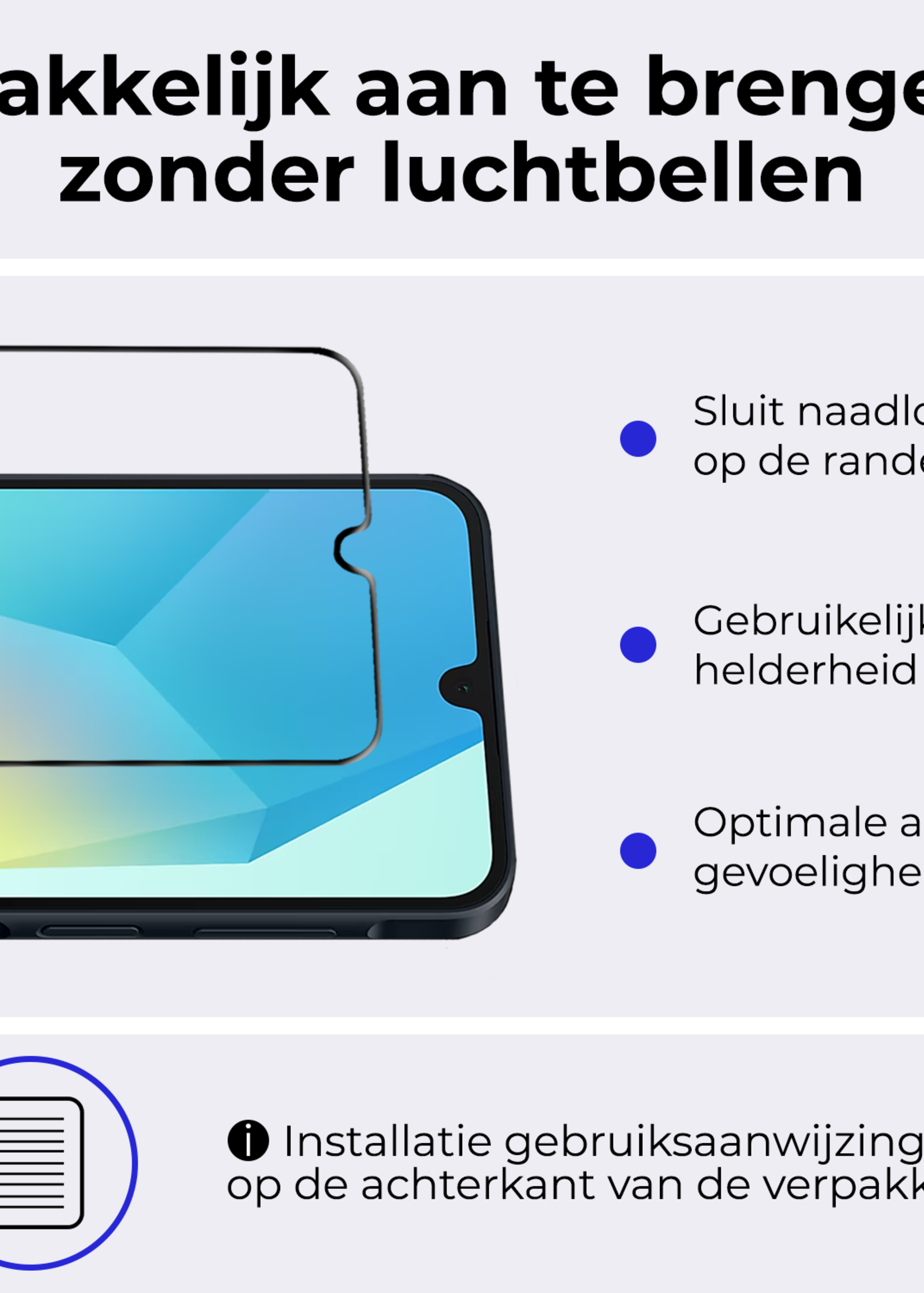 BTH Screenprotector Geschikt voor Samsung A16 Screenprotector Glas Gehard Tempered Glass Full Cover - Screenprotector Geschikt voor Samsung Galaxy A16 Screen Protector Screen Cover