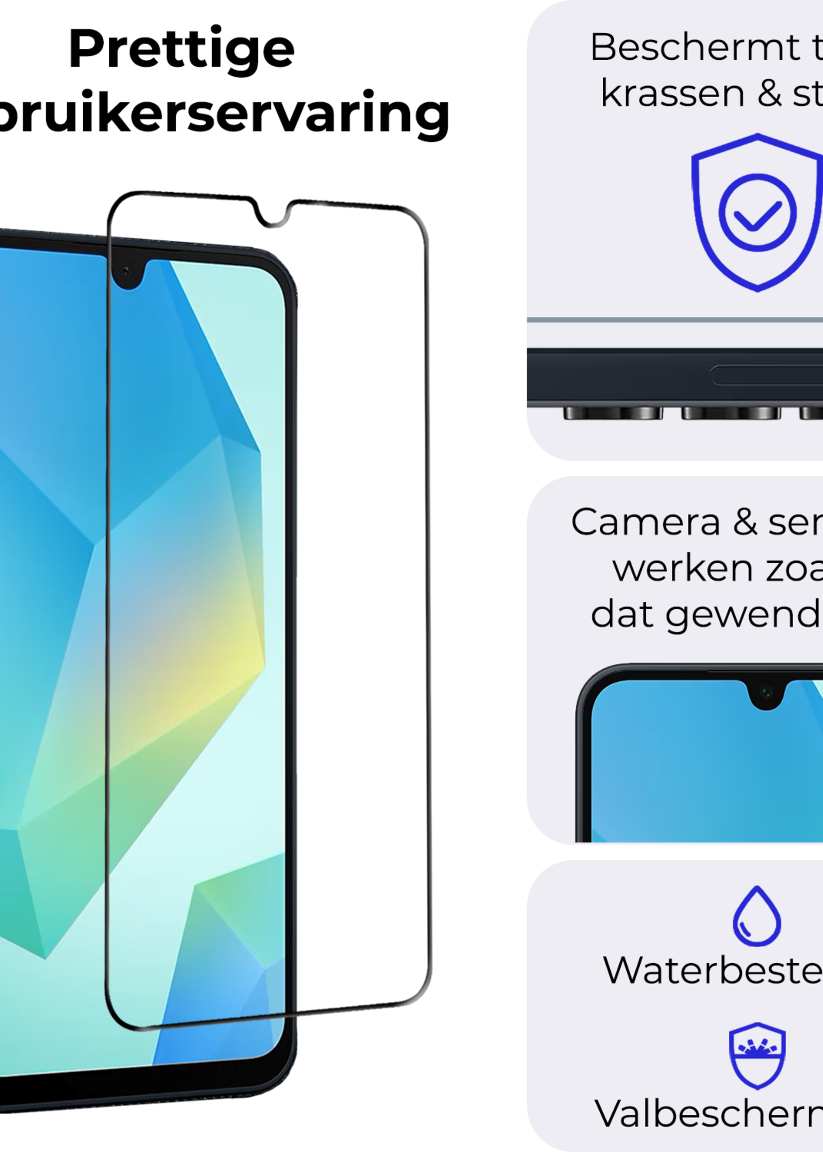 BTH Screenprotector Geschikt voor Samsung A16 Screenprotector Glas Gehard Tempered Glass Full Cover - Screenprotector Geschikt voor Samsung Galaxy A16 Screen Protector Screen Cover