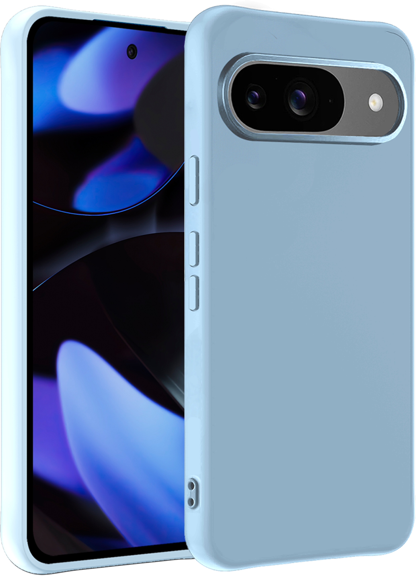 BTH Hoesje Geschikt voor Google Pixel 9 Hoesje Siliconen Case Hoes - Hoes Geschikt voor Google Pixel 9 Hoes Cover Case - Lichtblauw