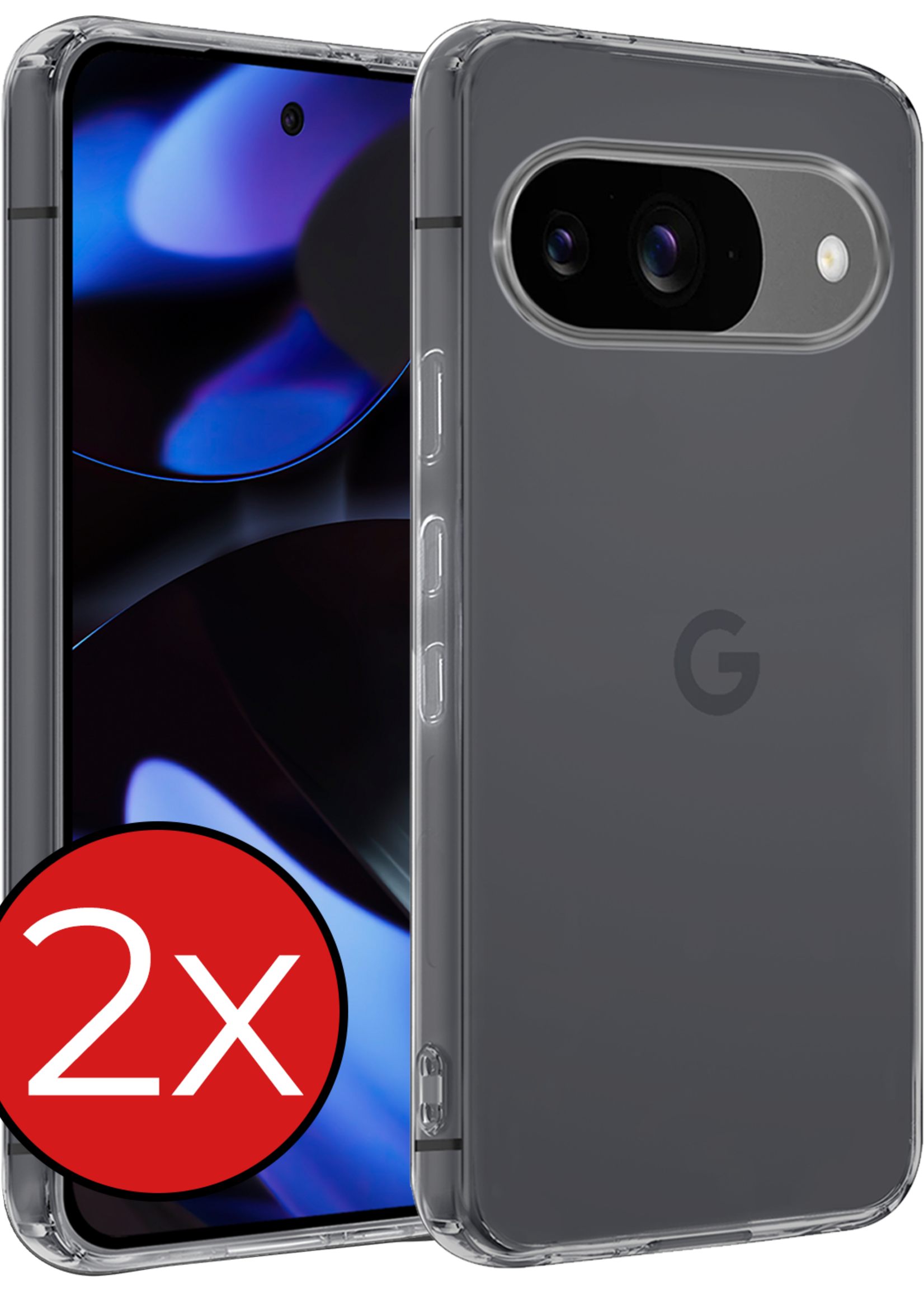 BTH Hoesje Geschikt voor Google Pixel 9 Hoesje Siliconen Case Hoes - Hoes Geschikt voor Google Pixel 9 Hoes Cover Case - Transparant - 2 PACK