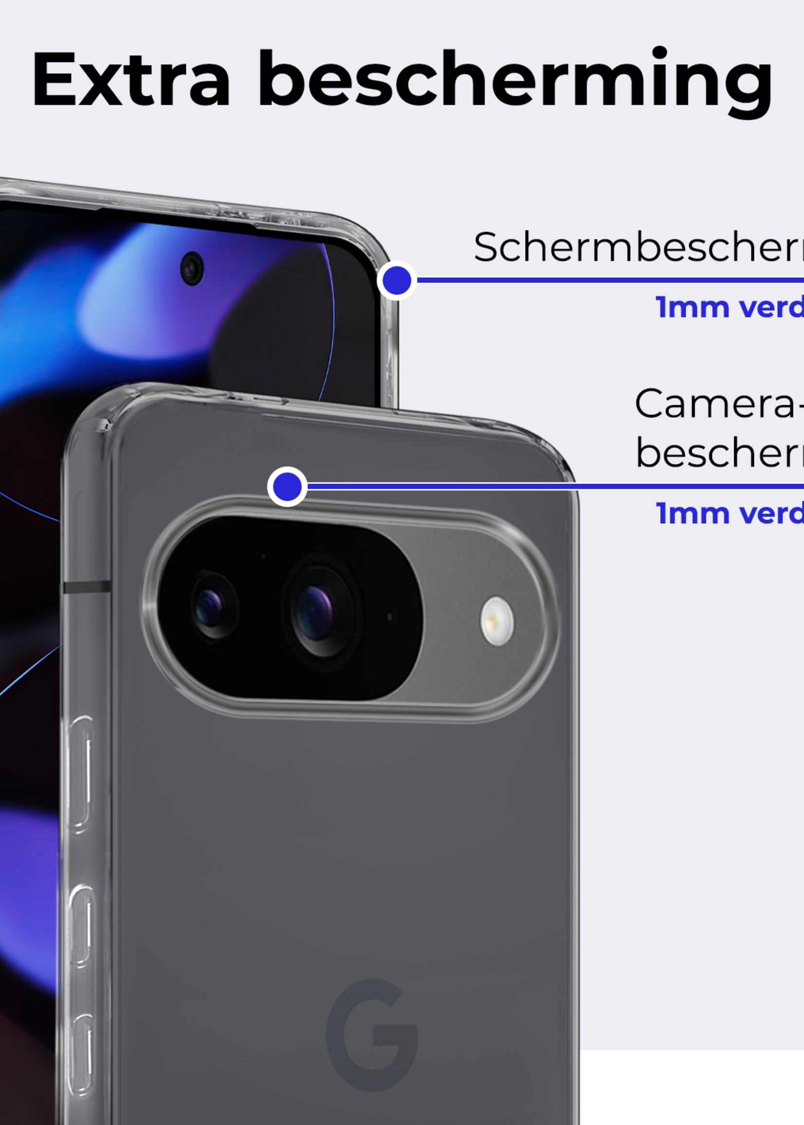 BTH Hoesje Geschikt voor Google Pixel 9 Hoesje Siliconen Case Hoes Met Screenprotector - Hoes Geschikt voor Google Pixel 9 Hoes Cover Case - Transparant
