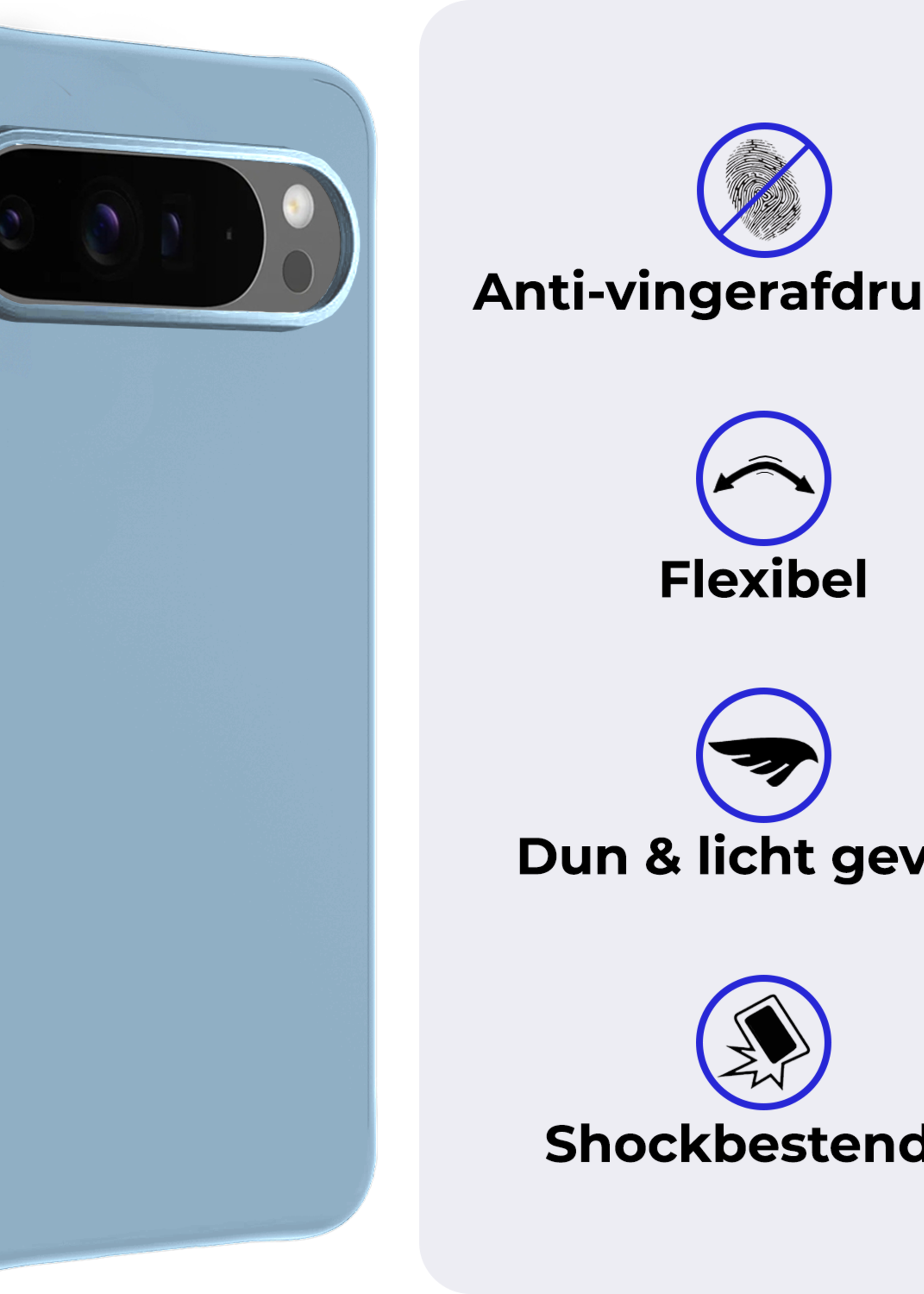 BTH Hoesje Geschikt voor Google Pixel 9 Pro Hoesje Siliconen Case Hoes - Hoes Geschikt voor Google Pixel 9 Pro Hoes Cover Case - Lichtblauw