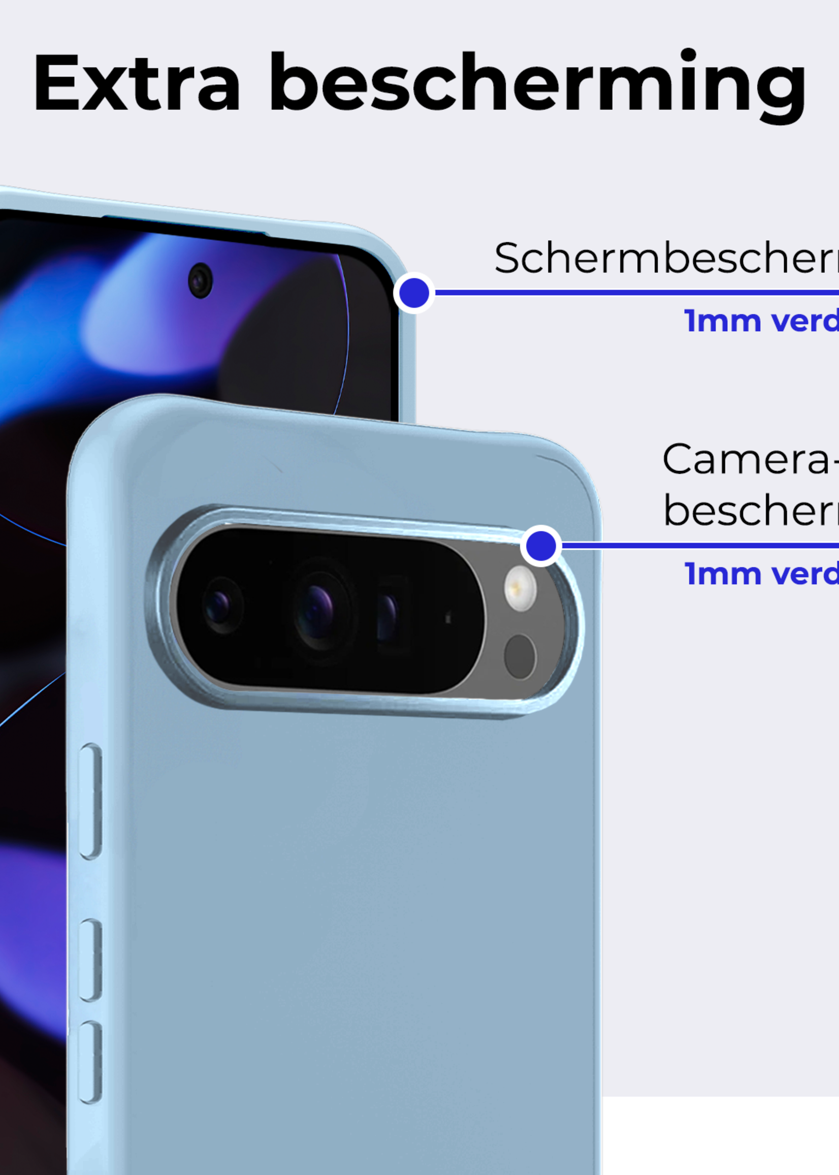 BTH Hoesje Geschikt voor Google Pixel 9 Pro Hoesje Siliconen Case Hoes - Hoes Geschikt voor Google Pixel 9 Pro Hoes Cover Case - Lichtblauw