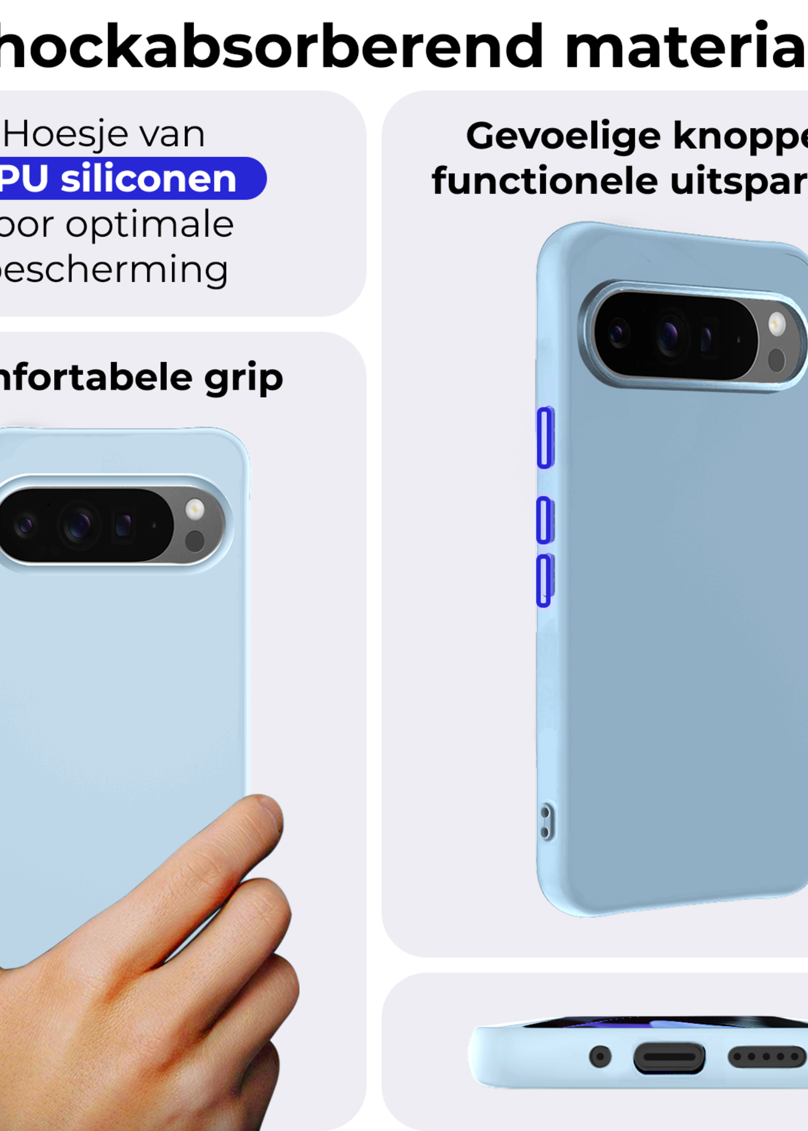 BTH Hoesje Geschikt voor Google Pixel 9 Pro Hoesje Siliconen Case Hoes - Hoes Geschikt voor Google Pixel 9 Pro Hoes Cover Case - Lichtblauw