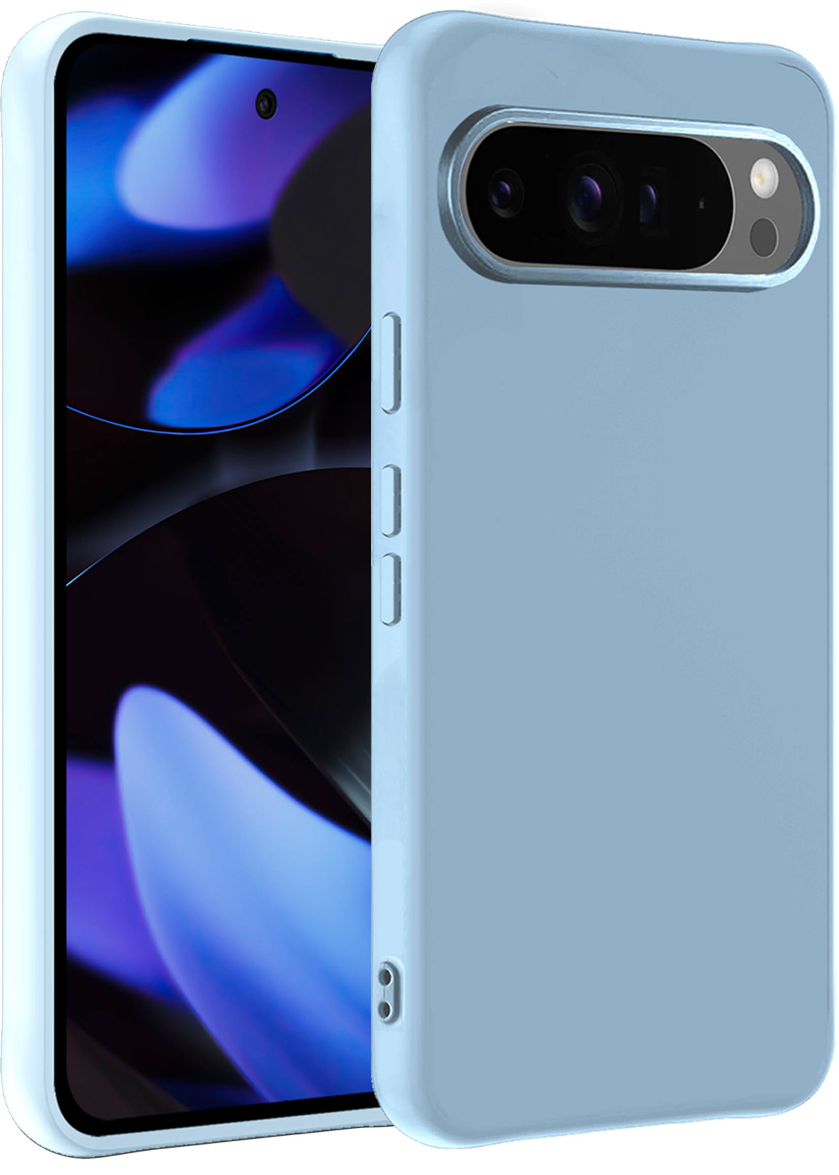 BTH Hoesje Geschikt voor Google Pixel 9 Pro Hoesje Siliconen Case Hoes - Hoes Geschikt voor Google Pixel 9 Pro Hoes Cover Case - Lichtblauw