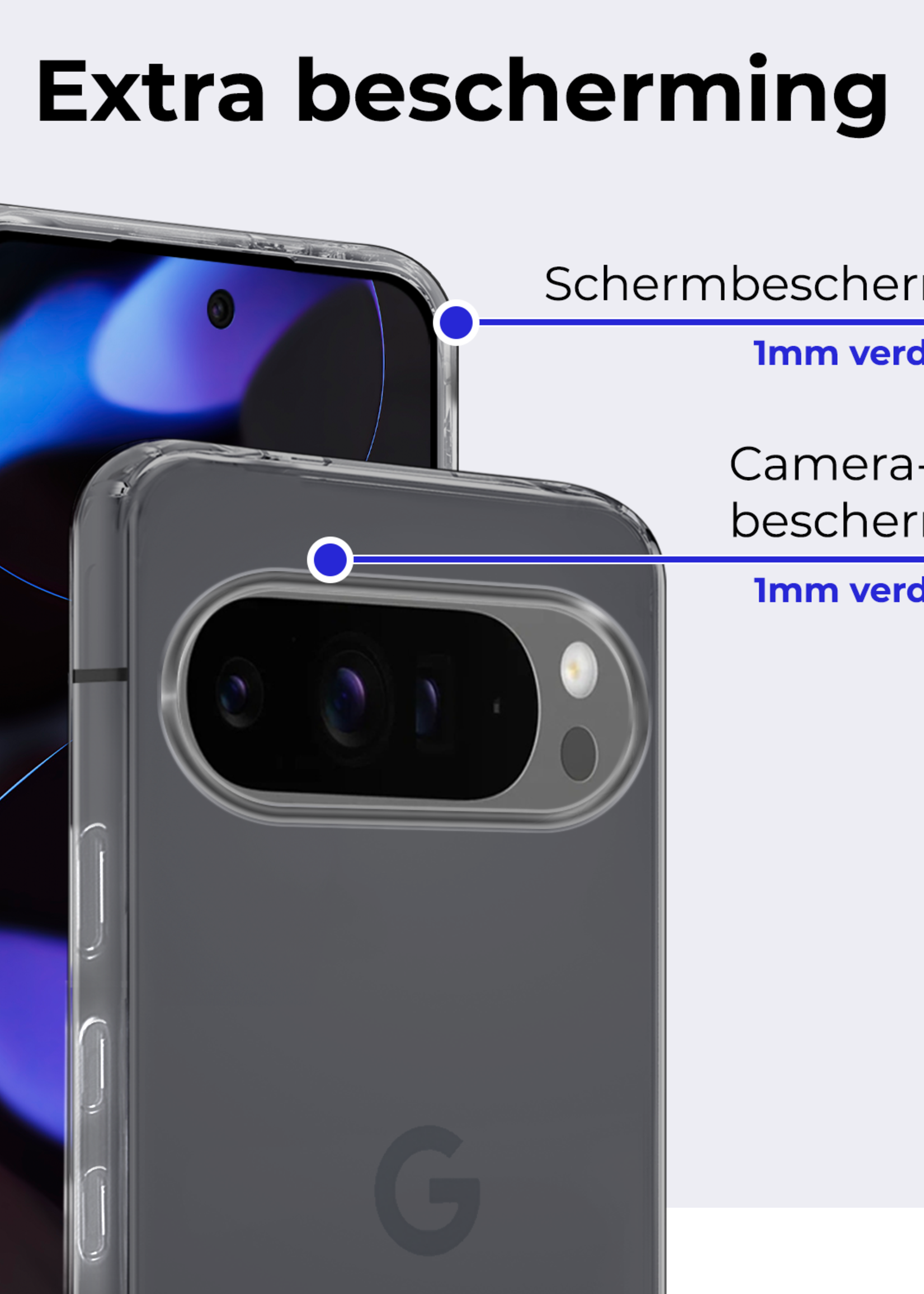 BTH Hoesje Geschikt voor Google Pixel 9 Pro Hoesje Siliconen Case Hoes Met 2x Screenprotector - Hoes Geschikt voor Google Pixel 9 Pro Hoes Cover Case - Transparant