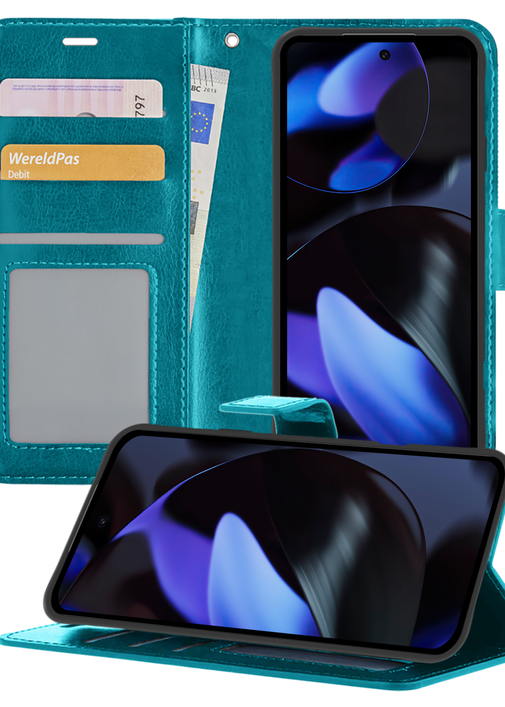 BTH Hoesje Geschikt voor Google Pixel 9 Pro Hoesje Book Case Hoes Portemonnee Cover Walletcase - Hoes Geschikt voor Google Pixel 9 Pro Hoes Bookcase Hoesje - Turquoise