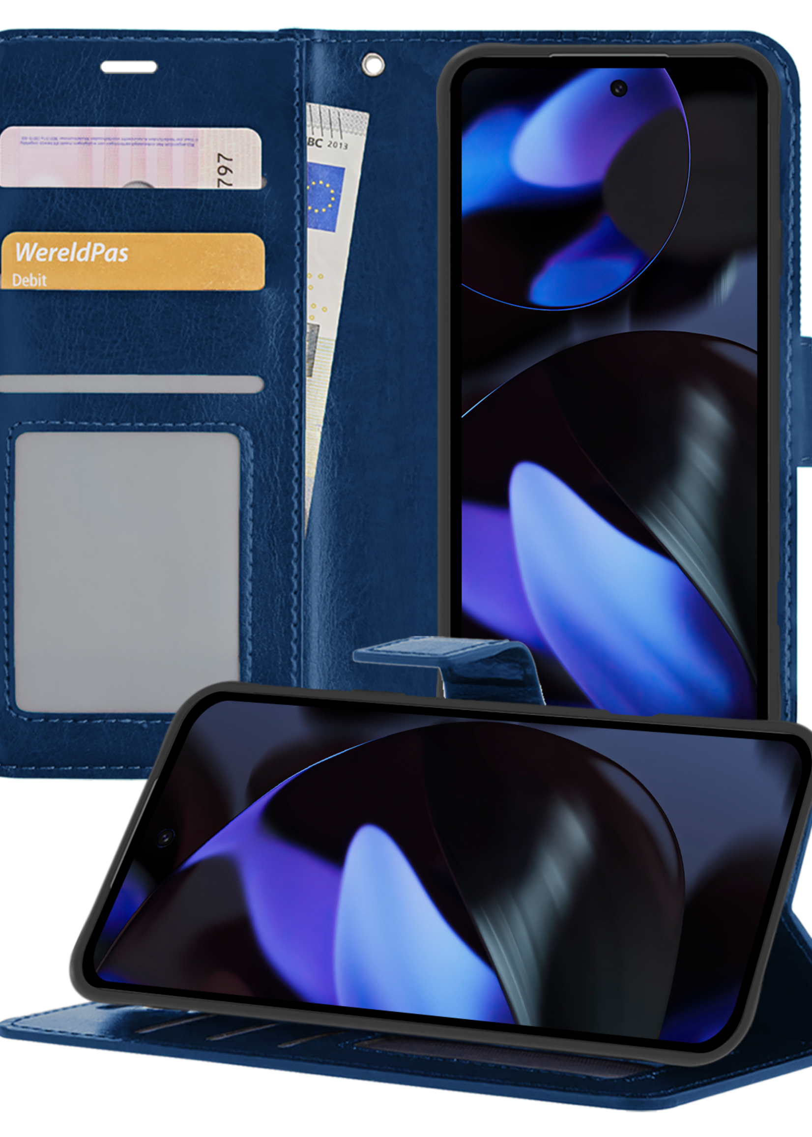 BTH Hoesje Geschikt voor Google Pixel 9 Pro Hoesje Book Case Hoes Portemonnee Cover Walletcase - Hoes Geschikt voor Google Pixel 9 Pro Hoes Bookcase Hoesje - Donkerblauw