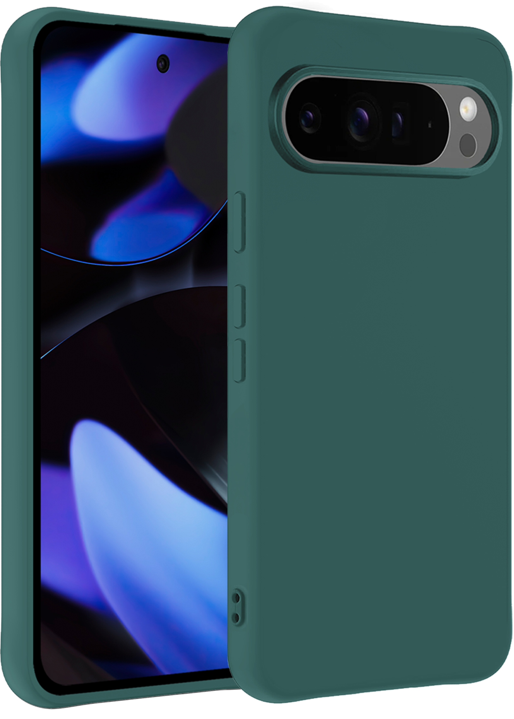 BTH Hoesje Geschikt voor Google Pixel 9 Pro XL Hoesje Siliconen Case Hoes - Hoes Geschikt voor Google Pixel 9 Pro XL Hoes Cover Case - Donkergroen
