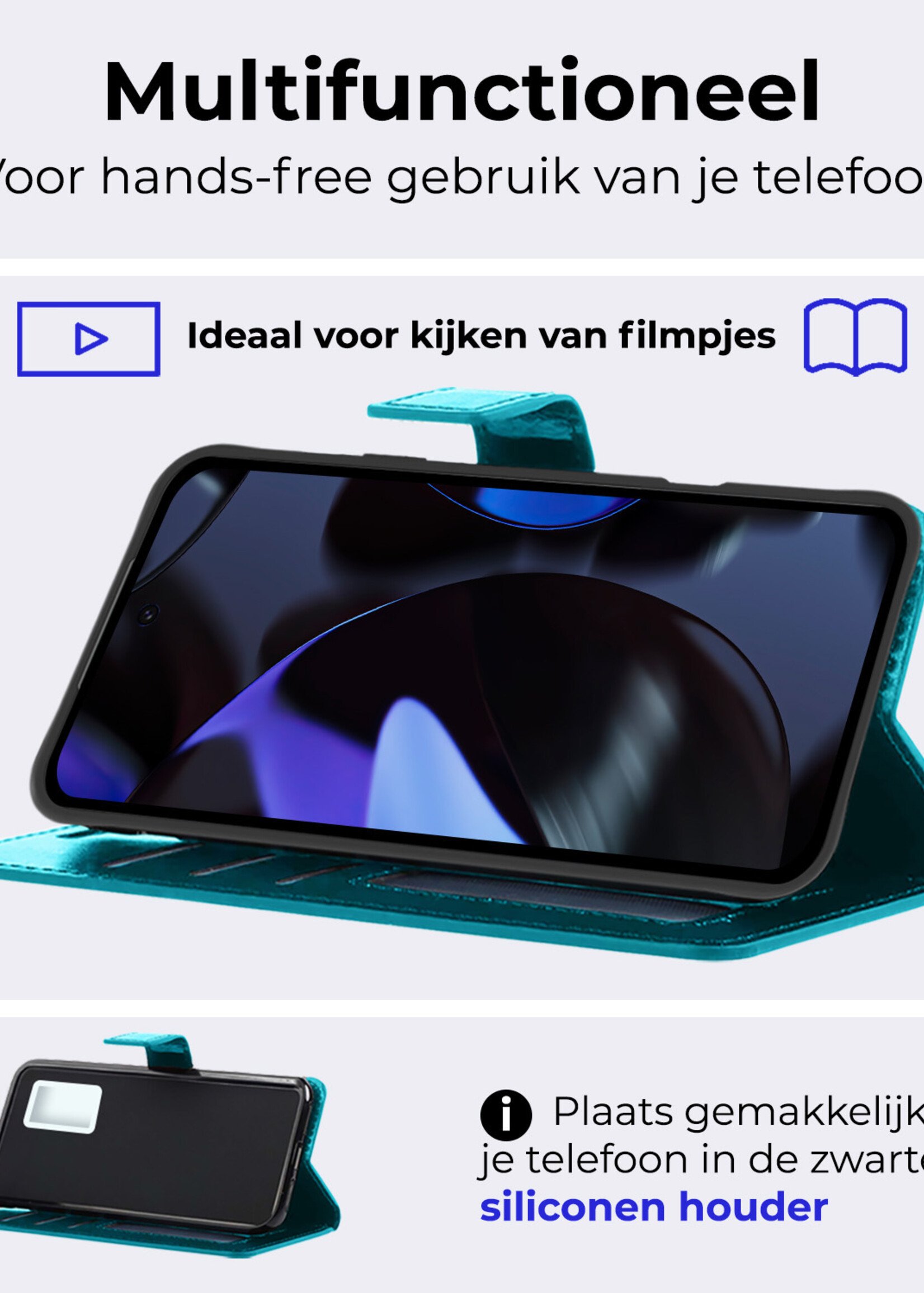 BTH Hoesje Geschikt voor Google Pixel 9 Pro XL Hoesje Book Case Hoes Portemonnee Cover Walletcase Met Screenprotector - Hoes Geschikt voor Google Pixel 9 Pro XL Hoes Bookcase Hoesje - Turquoise