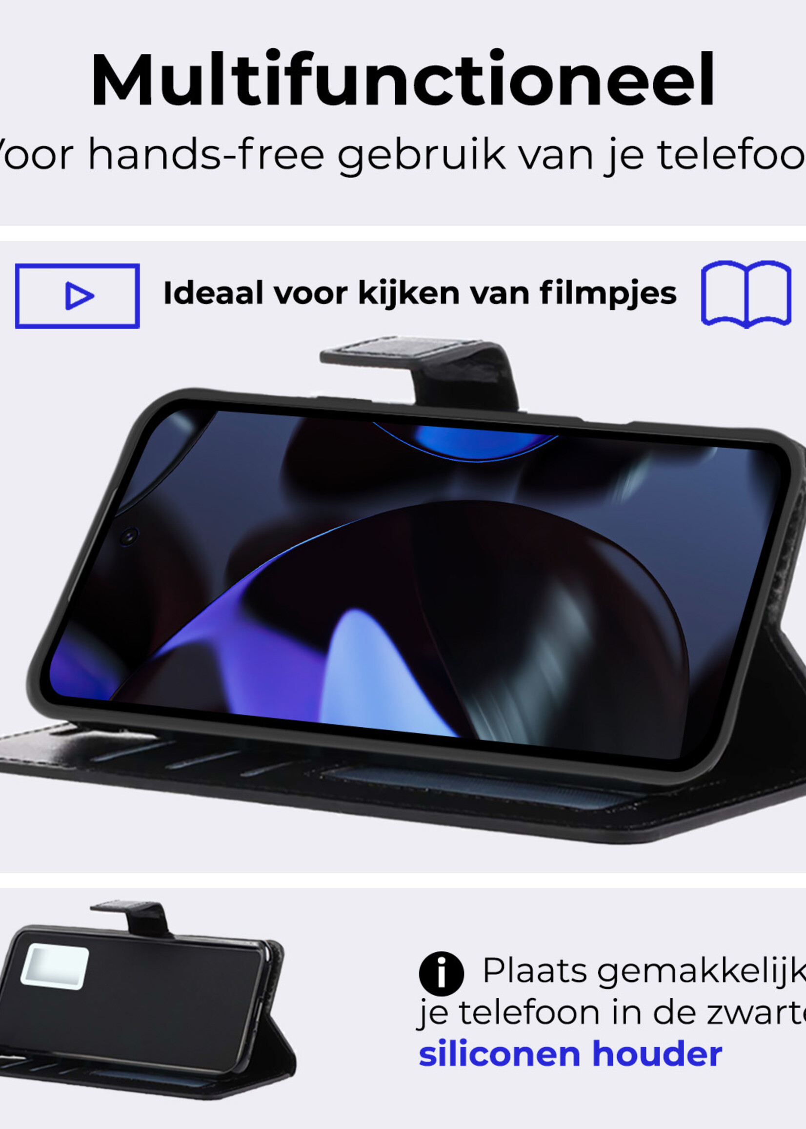 BTH Hoesje Geschikt voor Google Pixel 9 Pro XL Hoesje Book Case Hoes Portemonnee Cover Walletcase Met Screenprotector - Hoes Geschikt voor Google Pixel 9 Pro XL Hoes Bookcase Hoesje - Zwart