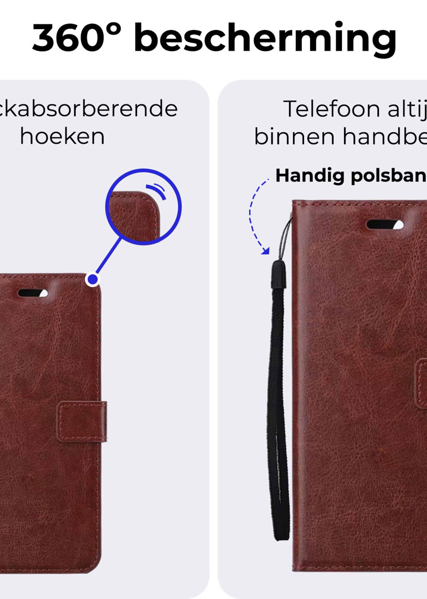 BTH Hoesje Geschikt voor Google Pixel 9 Pro XL Hoesje Book Case Hoes Portemonnee Cover Walletcase Met 2x Screenprotector - Hoes Geschikt voor Google Pixel 9 Pro XL Hoes Bookcase Hoesje - Bruin