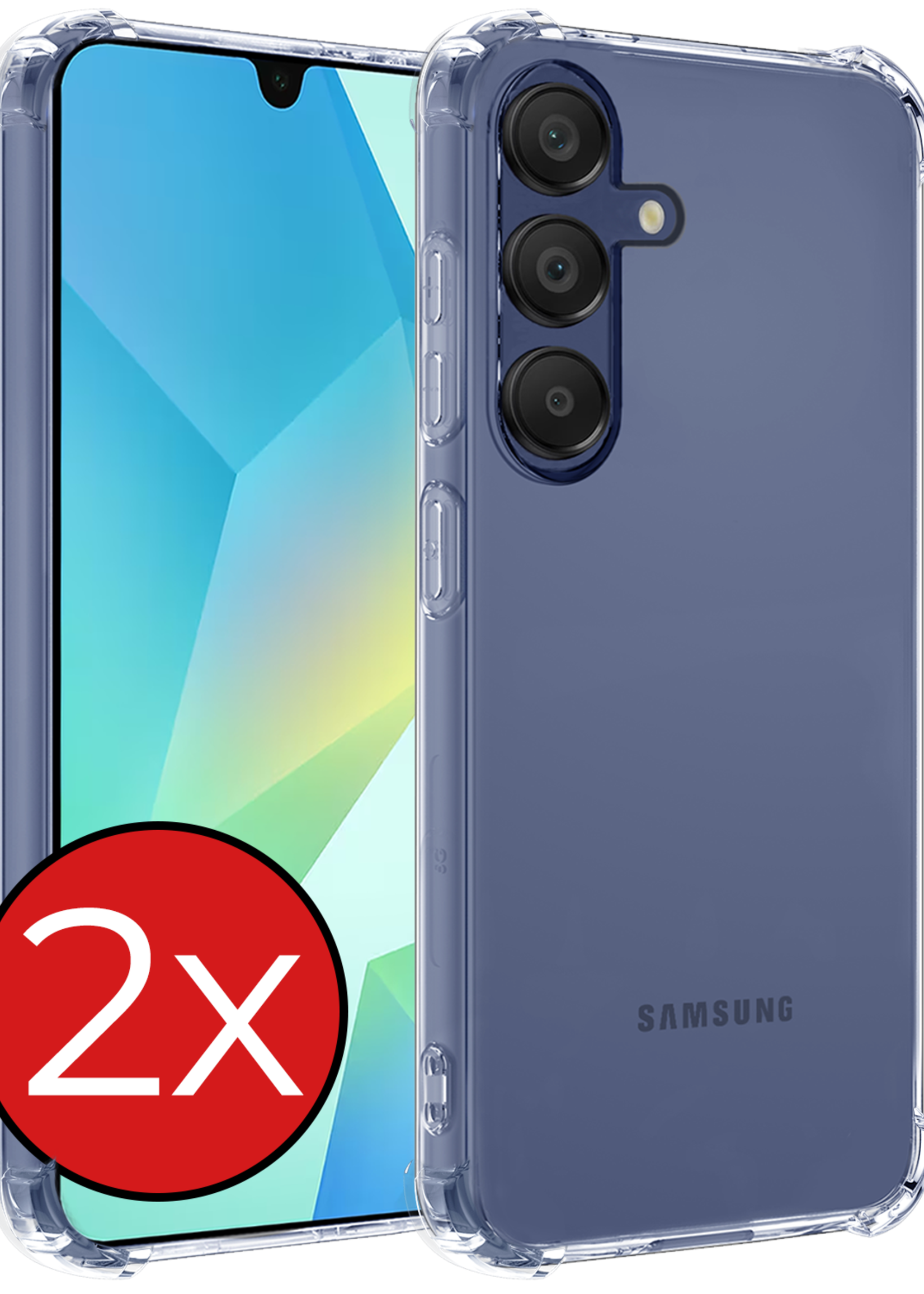 BTH Hoesje Geschikt voor Samsung A16 Hoesje Siliconen Shock Proof Case Hoes - Hoes Geschikt voor Samsung Galaxy A16 Hoes Cover Case Shockproof - Transparant - 2 PACK
