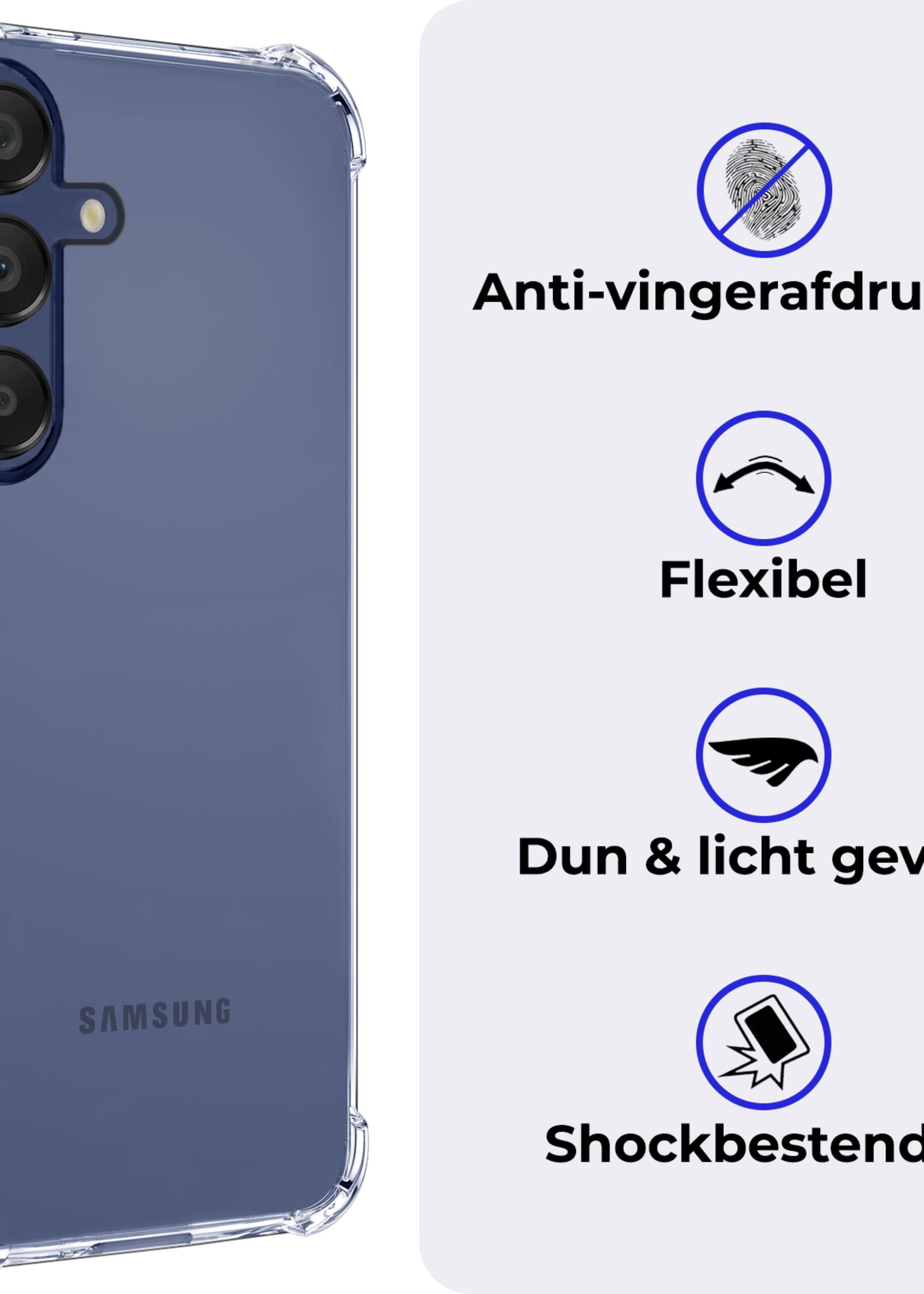 BTH Hoesje Geschikt voor Samsung A16 Hoesje Siliconen Shock Proof Case Hoes - Hoes Geschikt voor Samsung Galaxy A16 Hoes Cover Case Shockproof - Transparant - 2 PACK