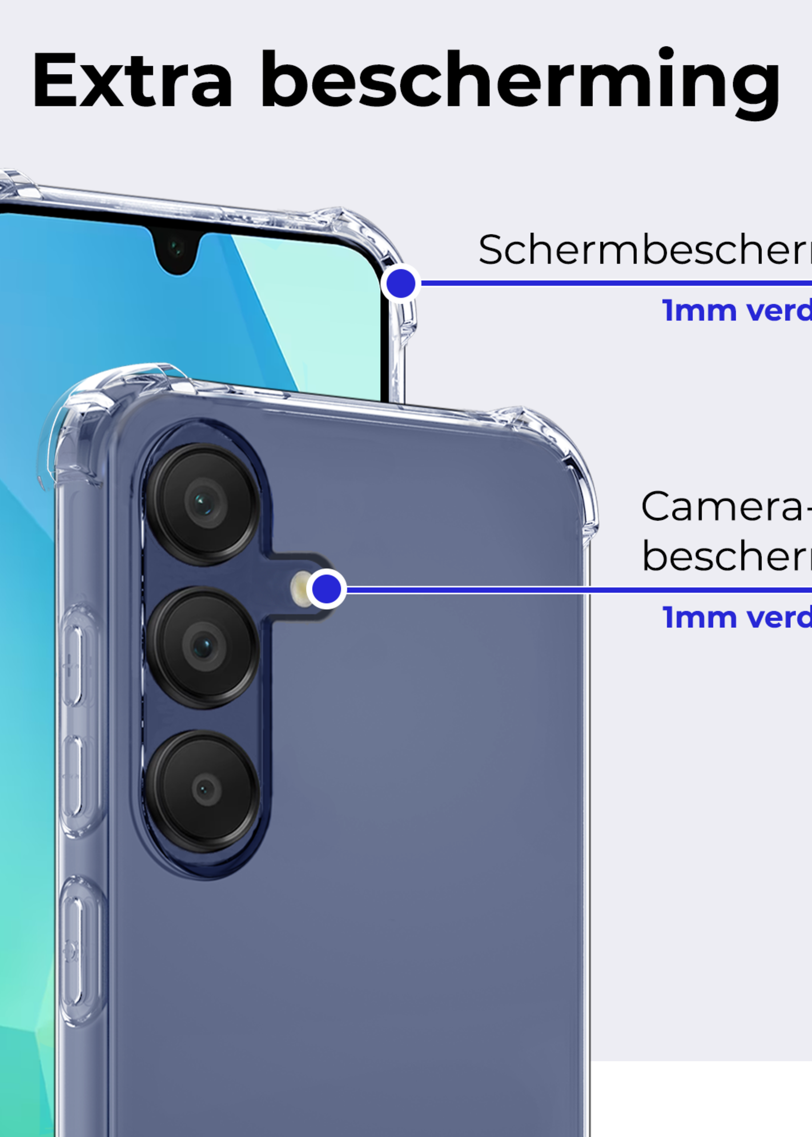BTH Hoesje Geschikt voor Samsung A16 Hoesje Siliconen Shock Proof Case Hoes - Hoes Geschikt voor Samsung Galaxy A16 Hoes Cover Case Shockproof - Transparant - 2 PACK