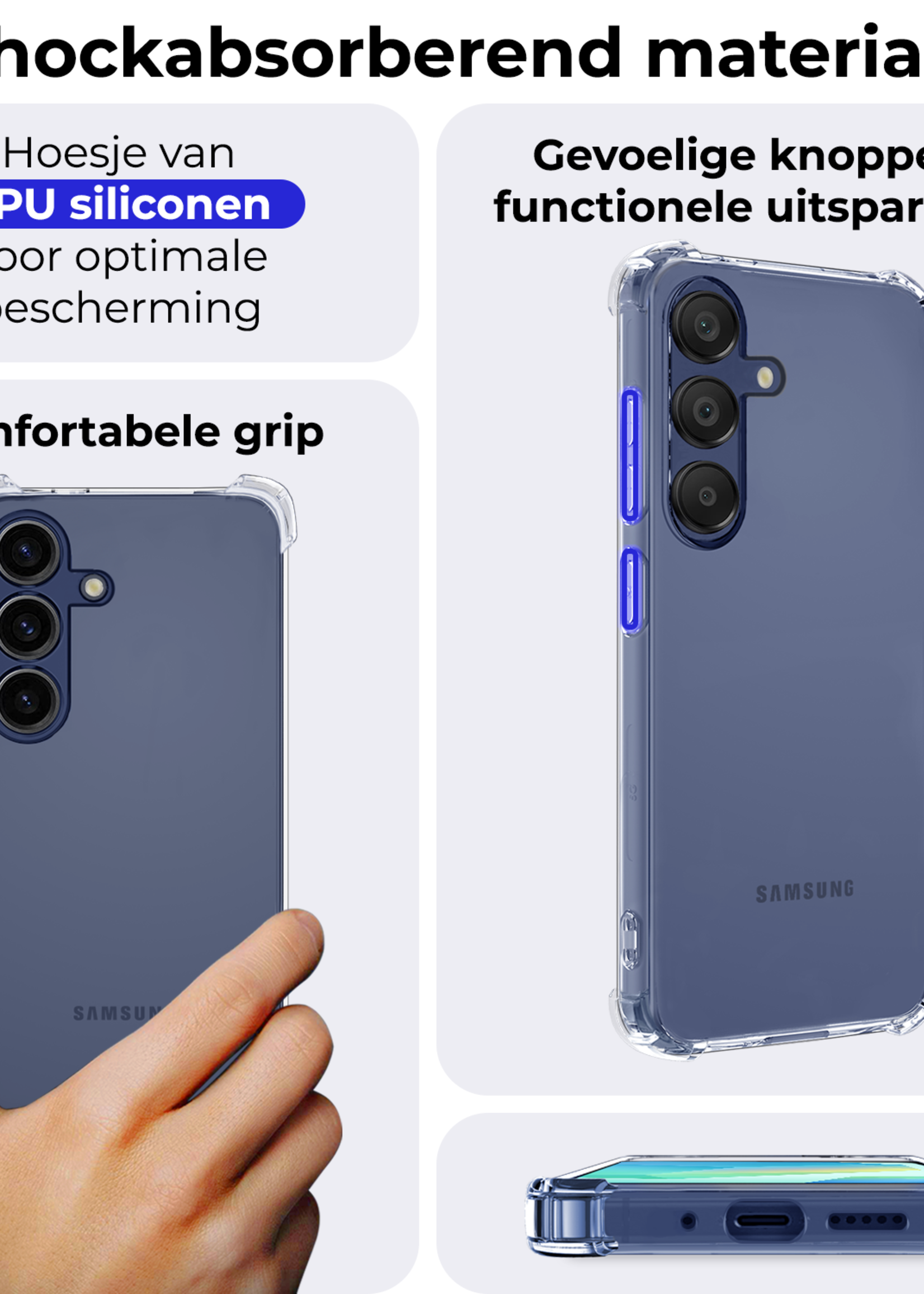 BTH Hoesje Geschikt voor Samsung A16 Hoesje Siliconen Shock Proof Case Hoes - Hoes Geschikt voor Samsung Galaxy A16 Hoes Cover Case Shockproof - Transparant - 2 PACK