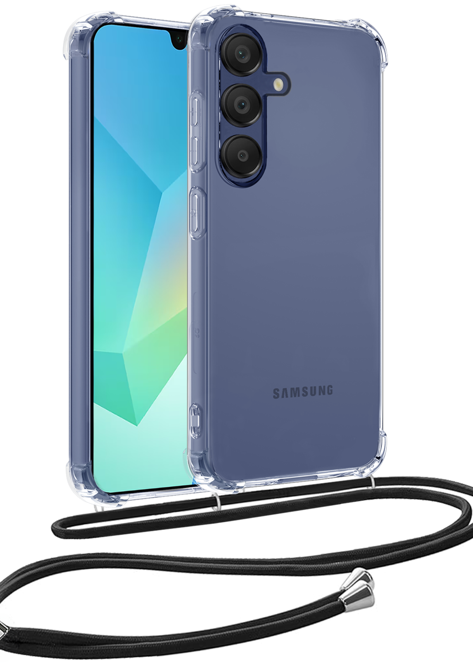 BTH Hoesje Geschikt voor Samsung A16 Hoesje Siliconen Shock Proof Hoesje Met Koord Case Met Telefoonkoord - Hoes Geschikt voor Samsung Galaxy A16 Hoesje Cover Shockproof Met Koord - Transparant