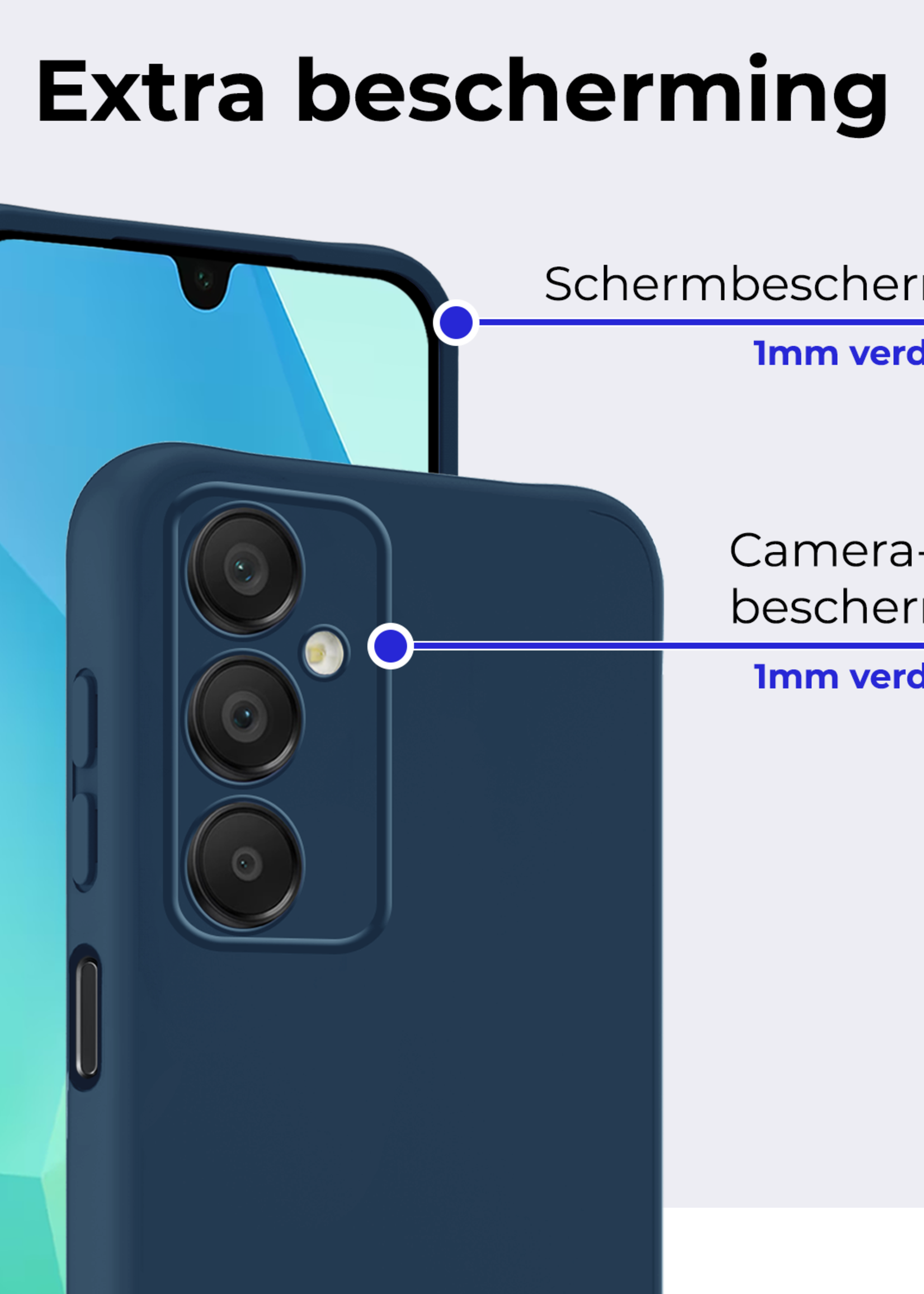 BTH Hoesje Geschikt voor Samsung A16 Hoesje Siliconen Case Hoes - Hoes Geschikt voor Samsung Galaxy A16 Hoes Cover Case - Donkerblauw