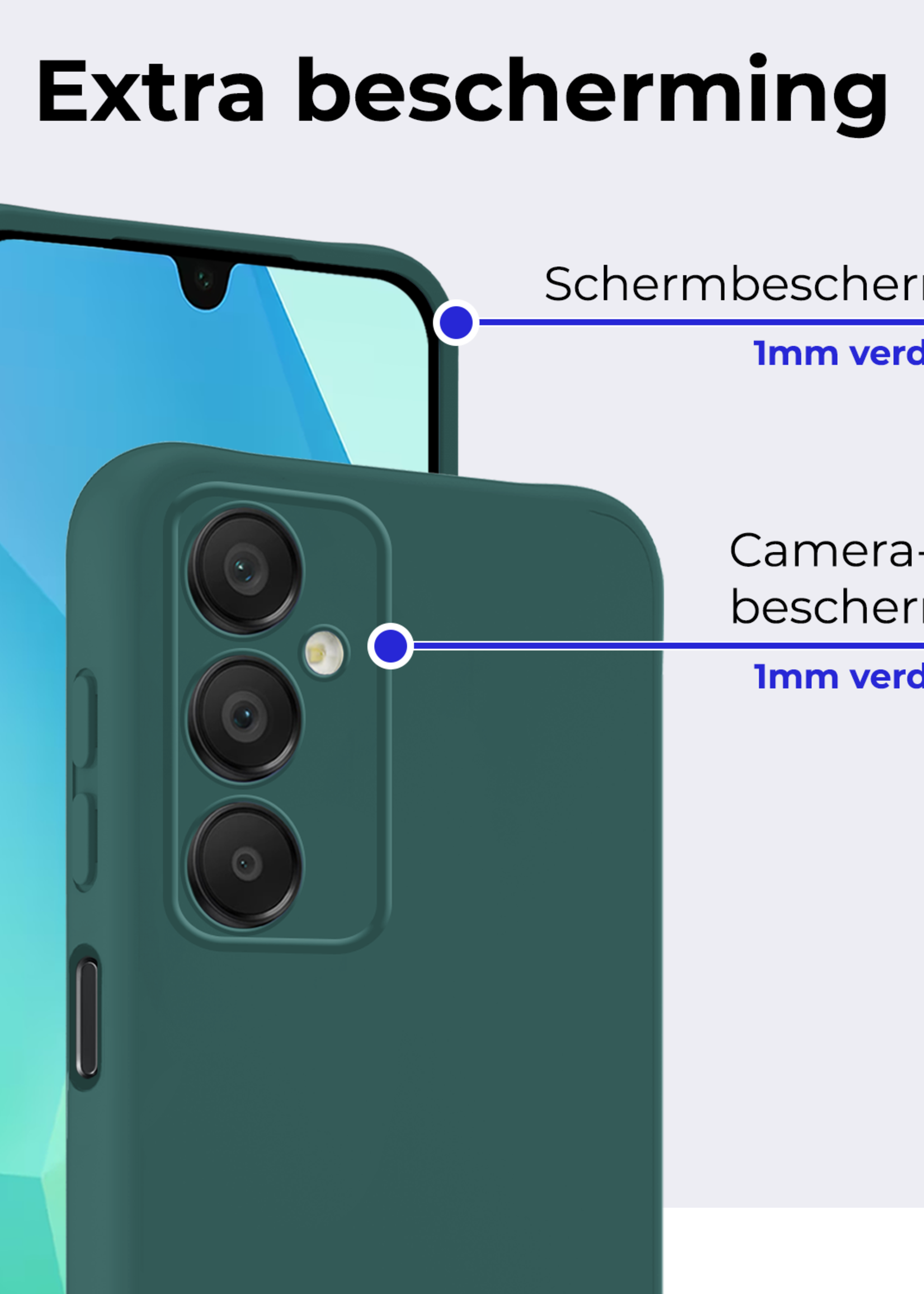 BTH Hoesje Geschikt voor Samsung A16 Hoesje Siliconen Case Hoes - Hoes Geschikt voor Samsung Galaxy A16 Hoes Cover Case - Donkergroen