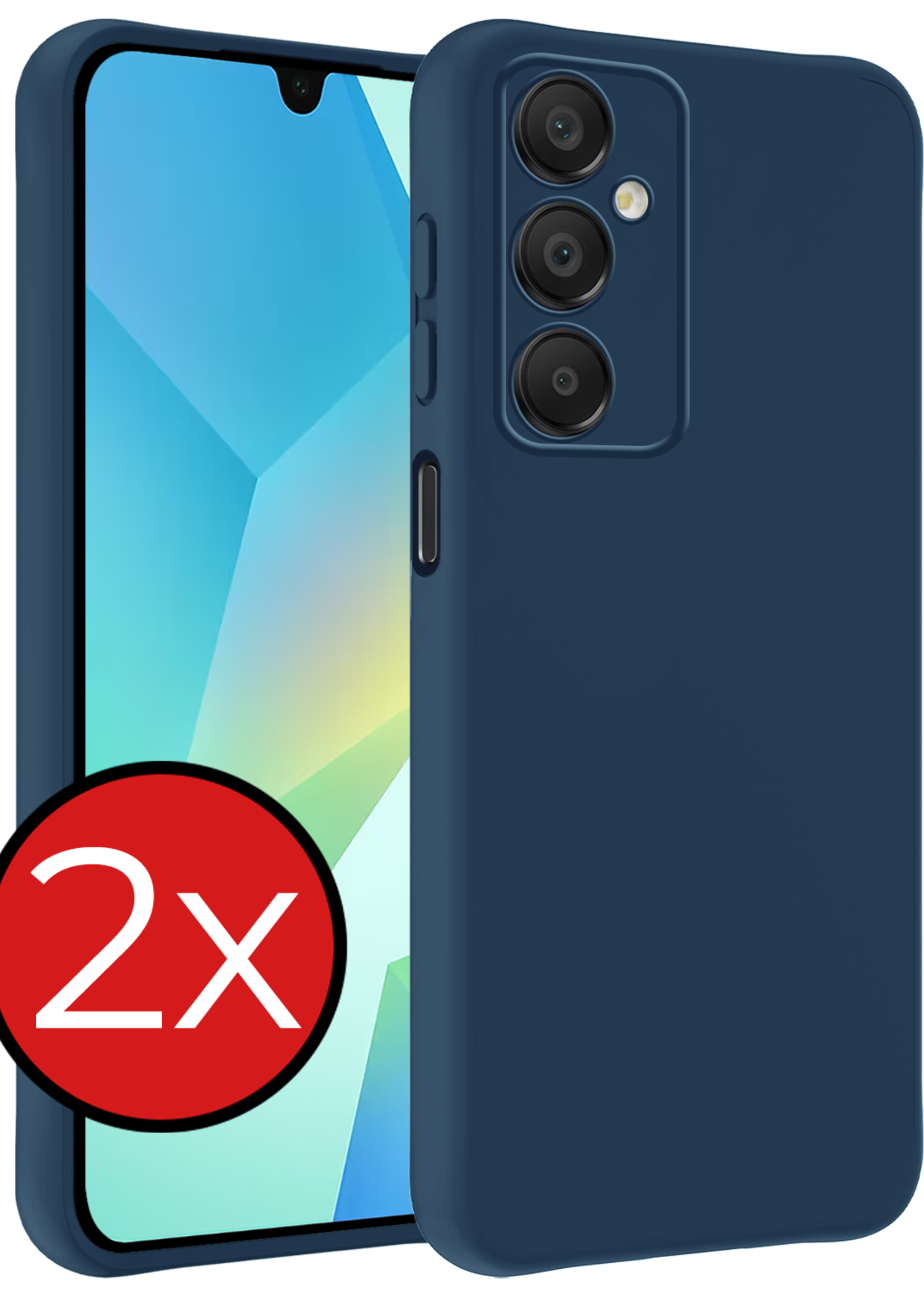 BTH Hoesje Geschikt voor Samsung A16 Hoesje Siliconen Case Hoes - Hoes Geschikt voor Samsung Galaxy A16 Hoes Cover Case - Donkerblauw - 2 PACK