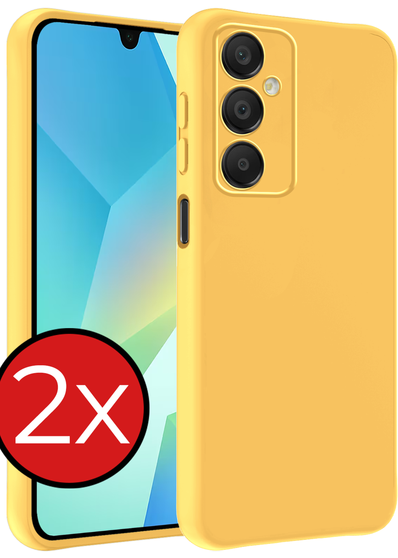 BTH Hoesje Geschikt voor Samsung A16 Hoesje Siliconen Case Hoes - Hoes Geschikt voor Samsung Galaxy A16 Hoes Cover Case - Geel - 2 PACK