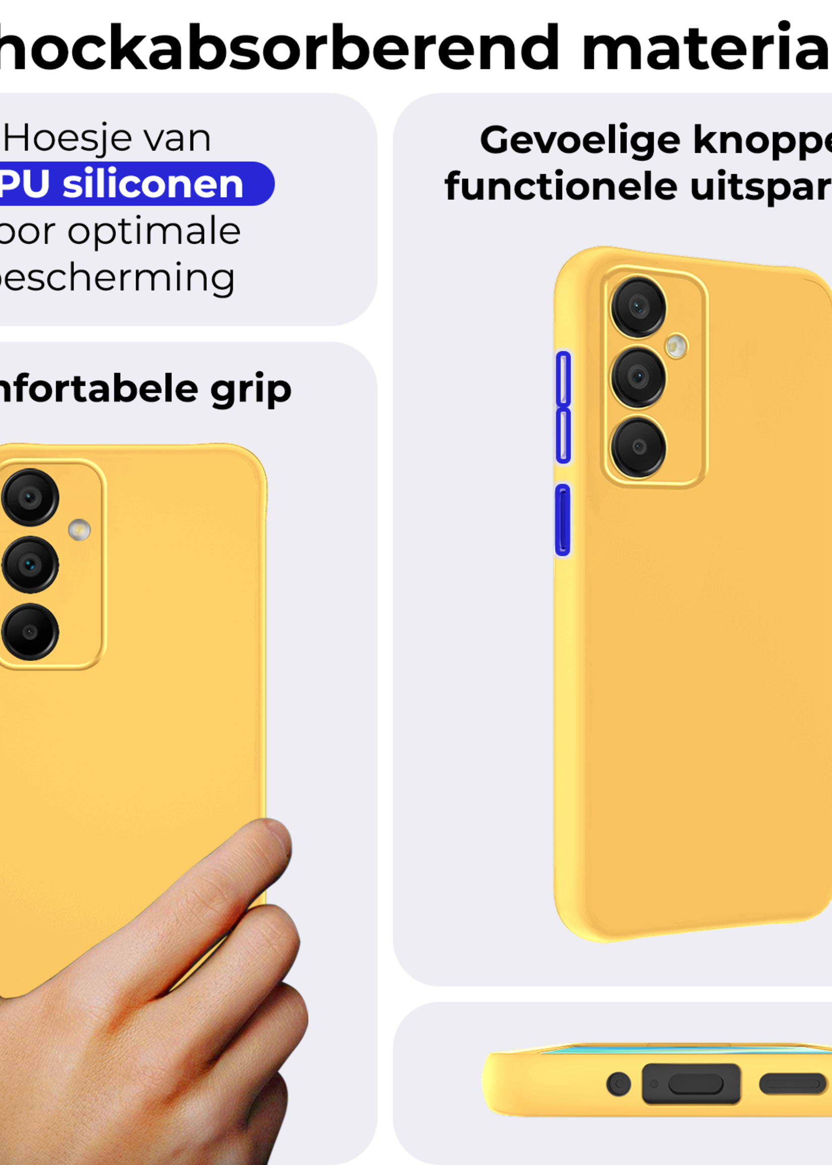 BTH Hoesje Geschikt voor Samsung A16 Hoesje Siliconen Case Hoes - Hoes Geschikt voor Samsung Galaxy A16 Hoes Cover Case - Geel - 2 PACK