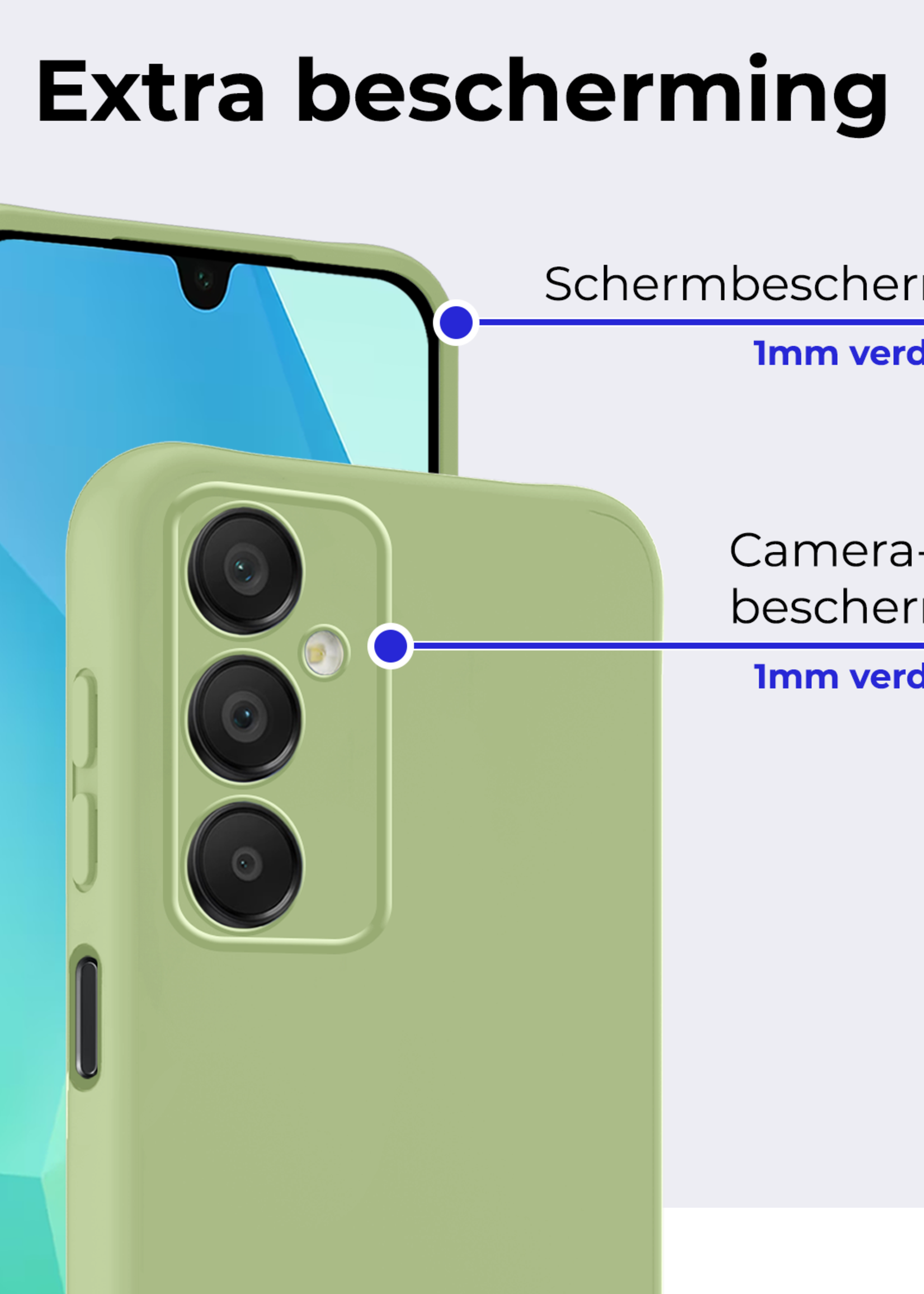 BTH Hoesje Geschikt voor Samsung A16 Hoesje Siliconen Case Hoes - Hoes Geschikt voor Samsung Galaxy A16 Hoes Cover Case - Groen - 2 PACK