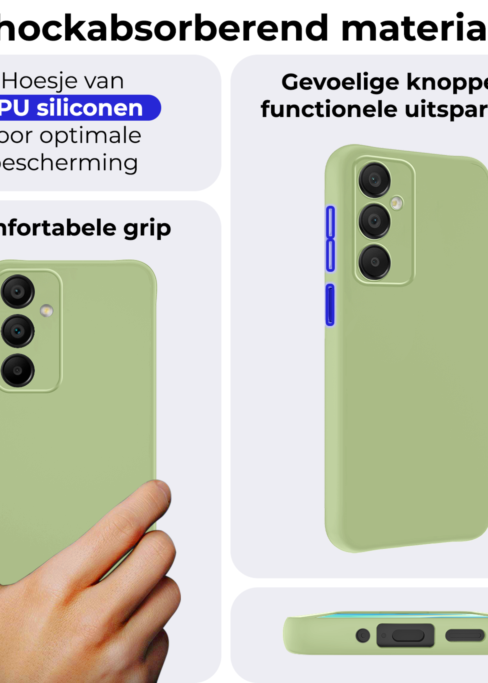BTH Hoesje Geschikt voor Samsung A16 Hoesje Siliconen Case Hoes - Hoes Geschikt voor Samsung Galaxy A16 Hoes Cover Case - Groen - 2 PACK