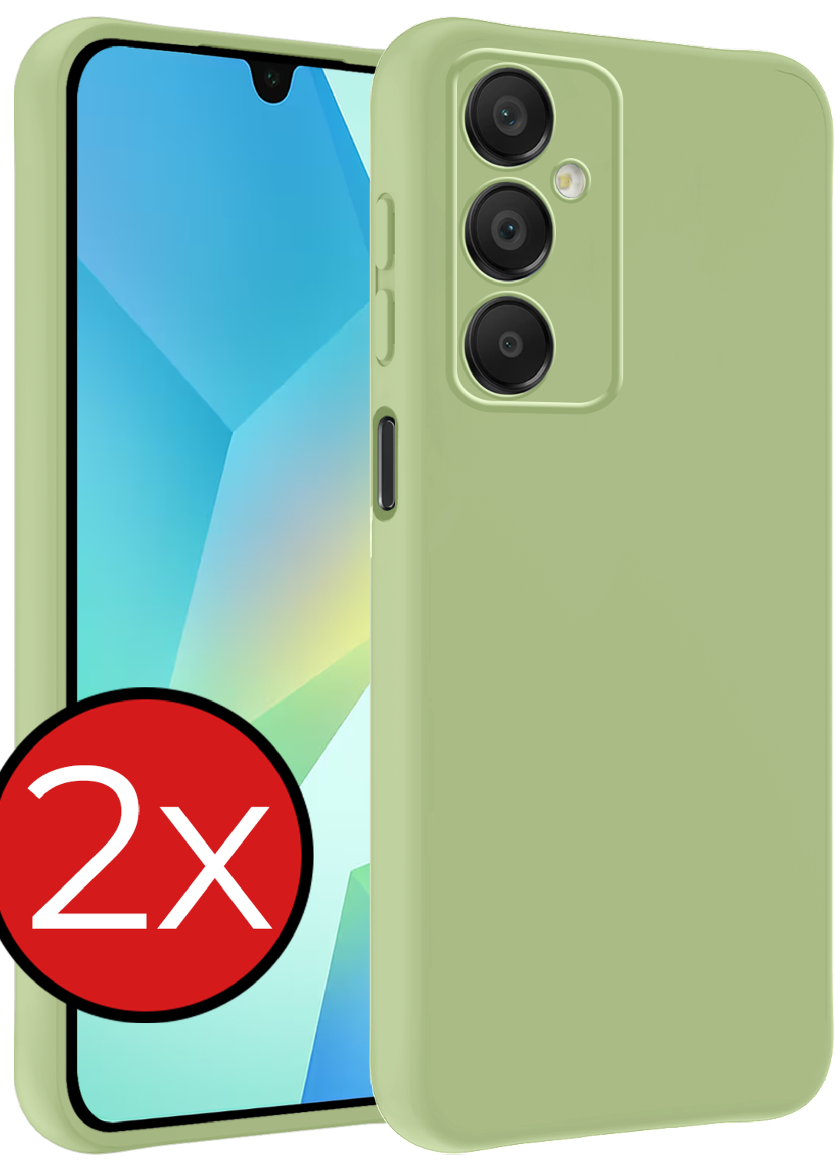 BTH Hoesje Geschikt voor Samsung A16 Hoesje Siliconen Case Hoes - Hoes Geschikt voor Samsung Galaxy A16 Hoes Cover Case - Groen - 2 PACK