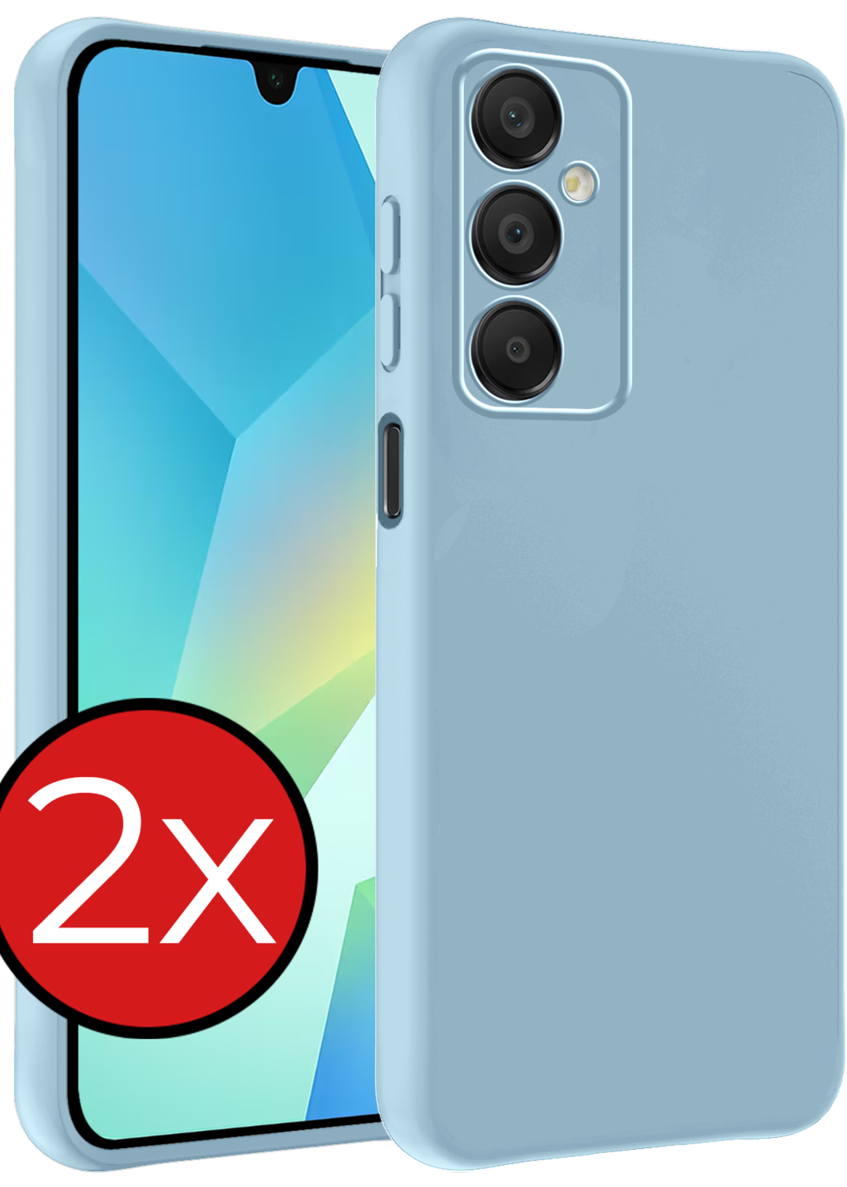 BTH Hoesje Geschikt voor Samsung A16 Hoesje Siliconen Case Hoes - Hoes Geschikt voor Samsung Galaxy A16 Hoes Cover Case - Lichtblauw - 2 PACK