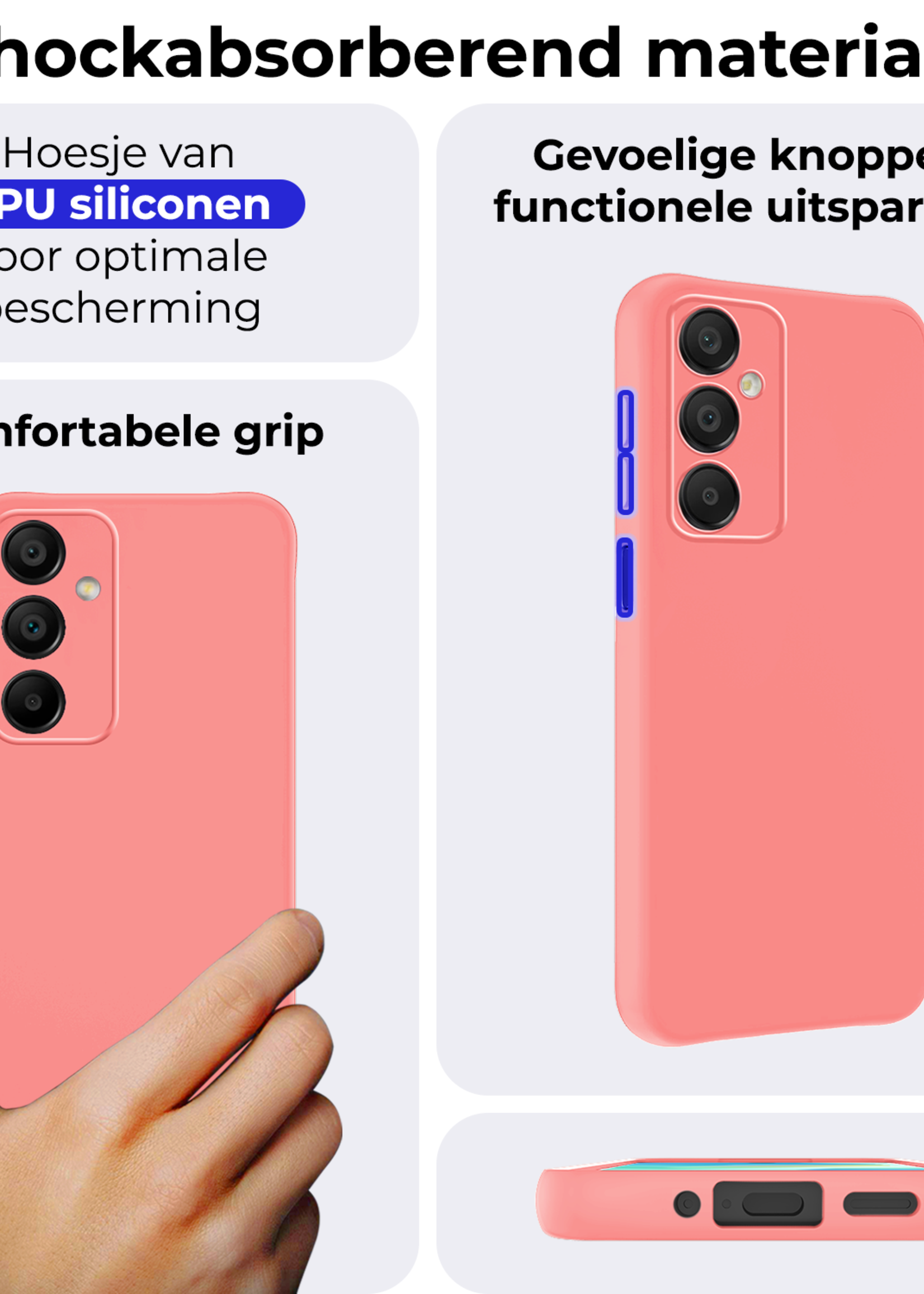 BTH Hoesje Geschikt voor Samsung A16 Hoesje Siliconen Case Hoes - Hoes Geschikt voor Samsung Galaxy A16 Hoes Cover Case - Lichtroze - 2 PACK