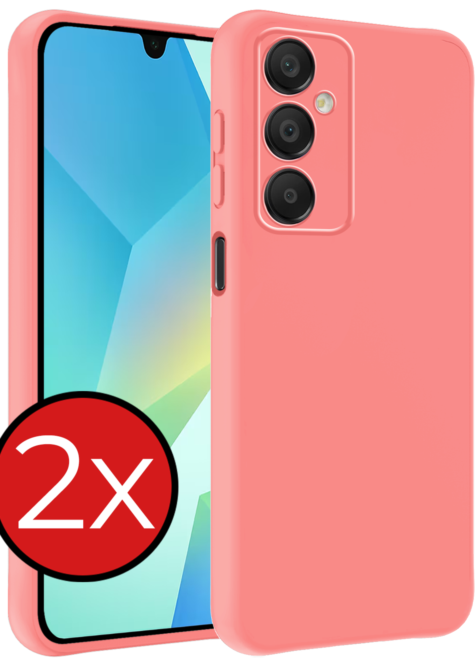 BTH Hoesje Geschikt voor Samsung A16 Hoesje Siliconen Case Hoes - Hoes Geschikt voor Samsung Galaxy A16 Hoes Cover Case - Lichtroze - 2 PACK
