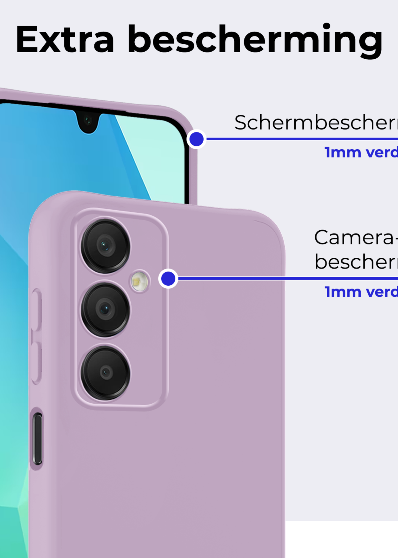 BTH Hoesje Geschikt voor Samsung A16 Hoesje Siliconen Case Hoes - Hoes Geschikt voor Samsung Galaxy A16 Hoes Cover Case - Lila - 2 PACK