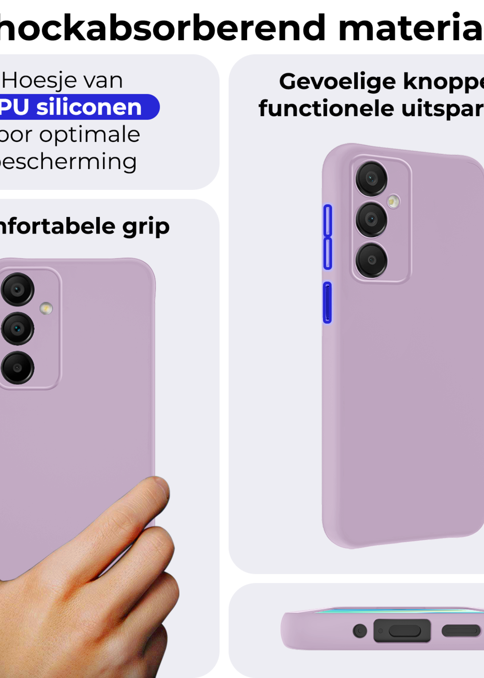 BTH Hoesje Geschikt voor Samsung A16 Hoesje Siliconen Case Hoes - Hoes Geschikt voor Samsung Galaxy A16 Hoes Cover Case - Lila - 2 PACK