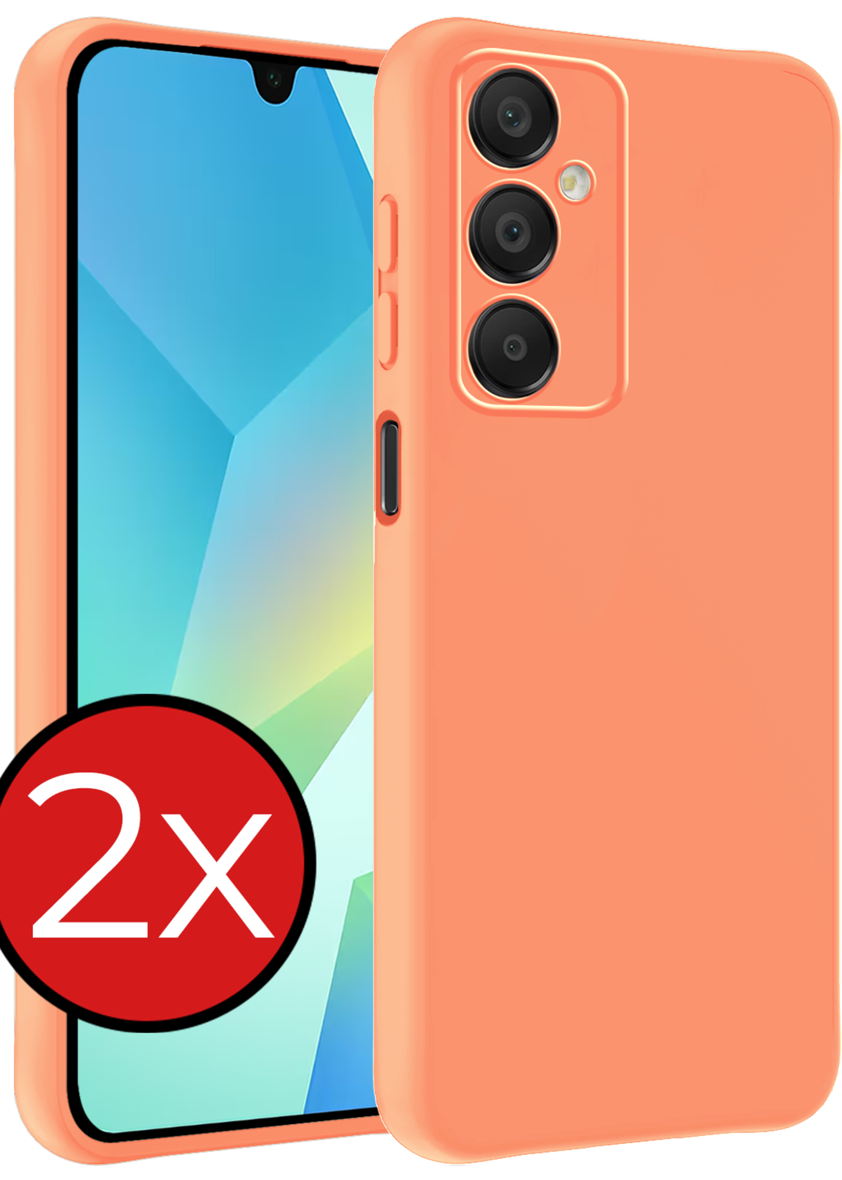 BTH Hoesje Geschikt voor Samsung A16 Hoesje Siliconen Case Hoes - Hoes Geschikt voor Samsung Galaxy A16 Hoes Cover Case - Perzik - 2 PACK