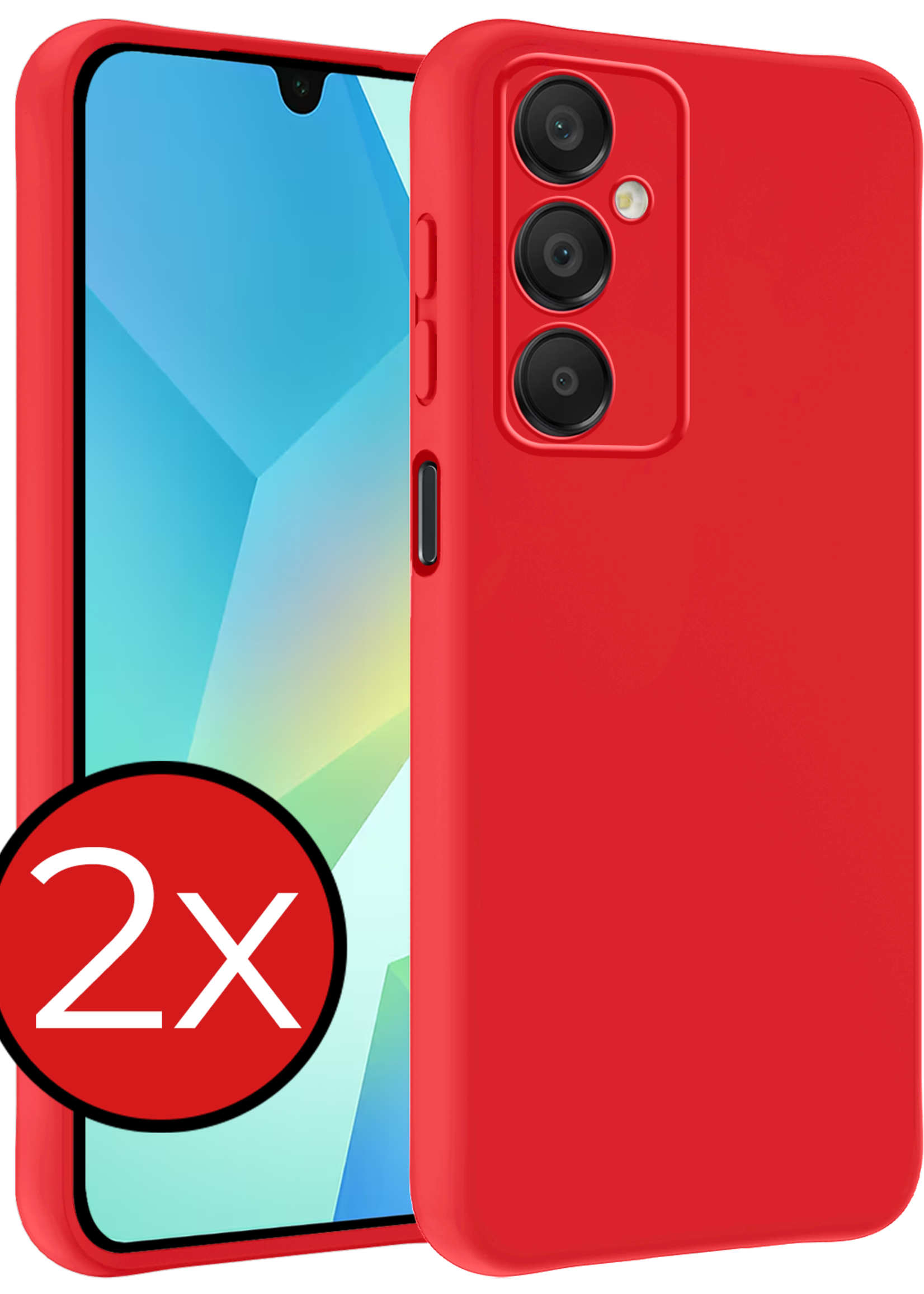 BTH Hoesje Geschikt voor Samsung A16 Hoesje Siliconen Case Hoes - Hoes Geschikt voor Samsung Galaxy A16 Hoes Cover Case - Rood - 2 PACK