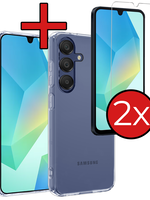 BTH BTH Samsung Galaxy A16 Hoesje Siliconen Met 2x Screenprotector - Transparant
