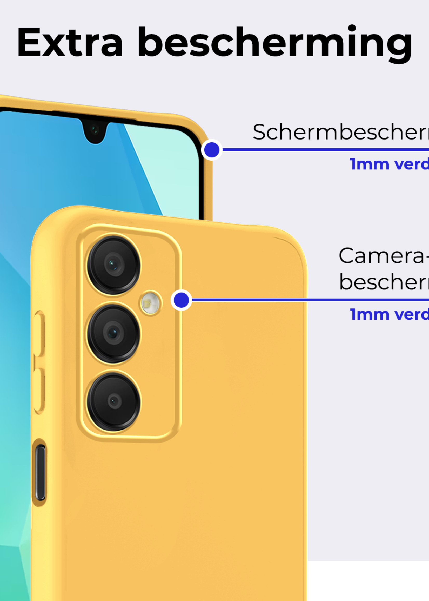 BTH Hoesje Geschikt voor Samsung A16 Hoesje Siliconen Case Hoes Met Screenprotector - Hoes Geschikt voor Samsung Galaxy A16 Hoes Cover Case - Geel